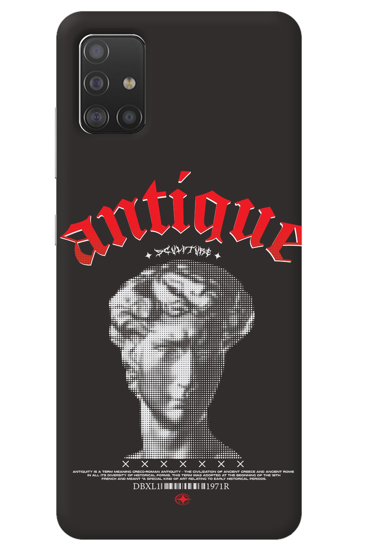 WANNA PROTECT Samsung A51 Siyah İçi Kadife Antique Desenli Silikon Telefon Kılıfı