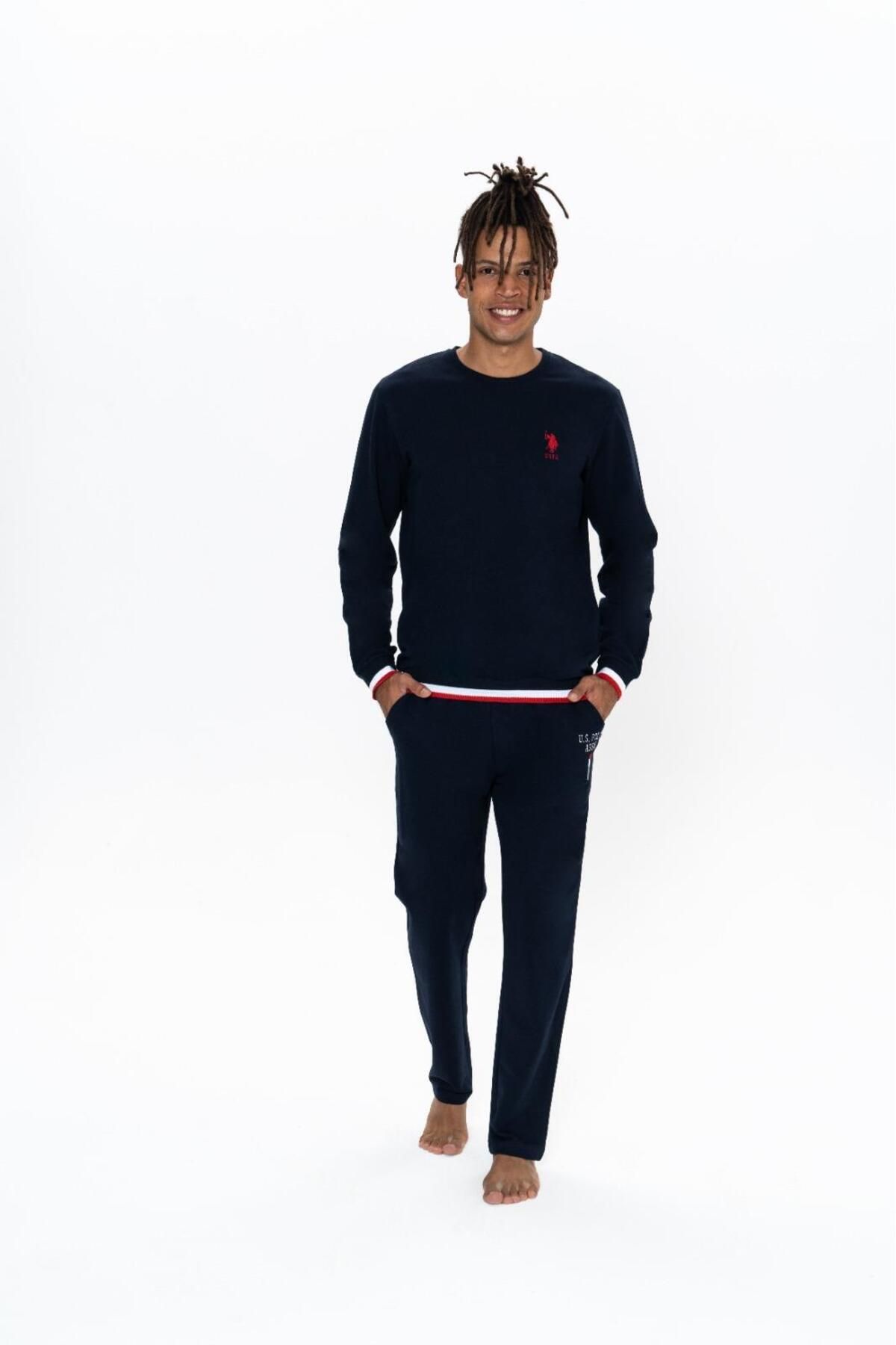U.S. Polo Assn. Us Polo Erkek 2 İplik Dokuma Ev Giyim Pijama Takım, Uzunkol, Bisiklet Yaka, Cepli