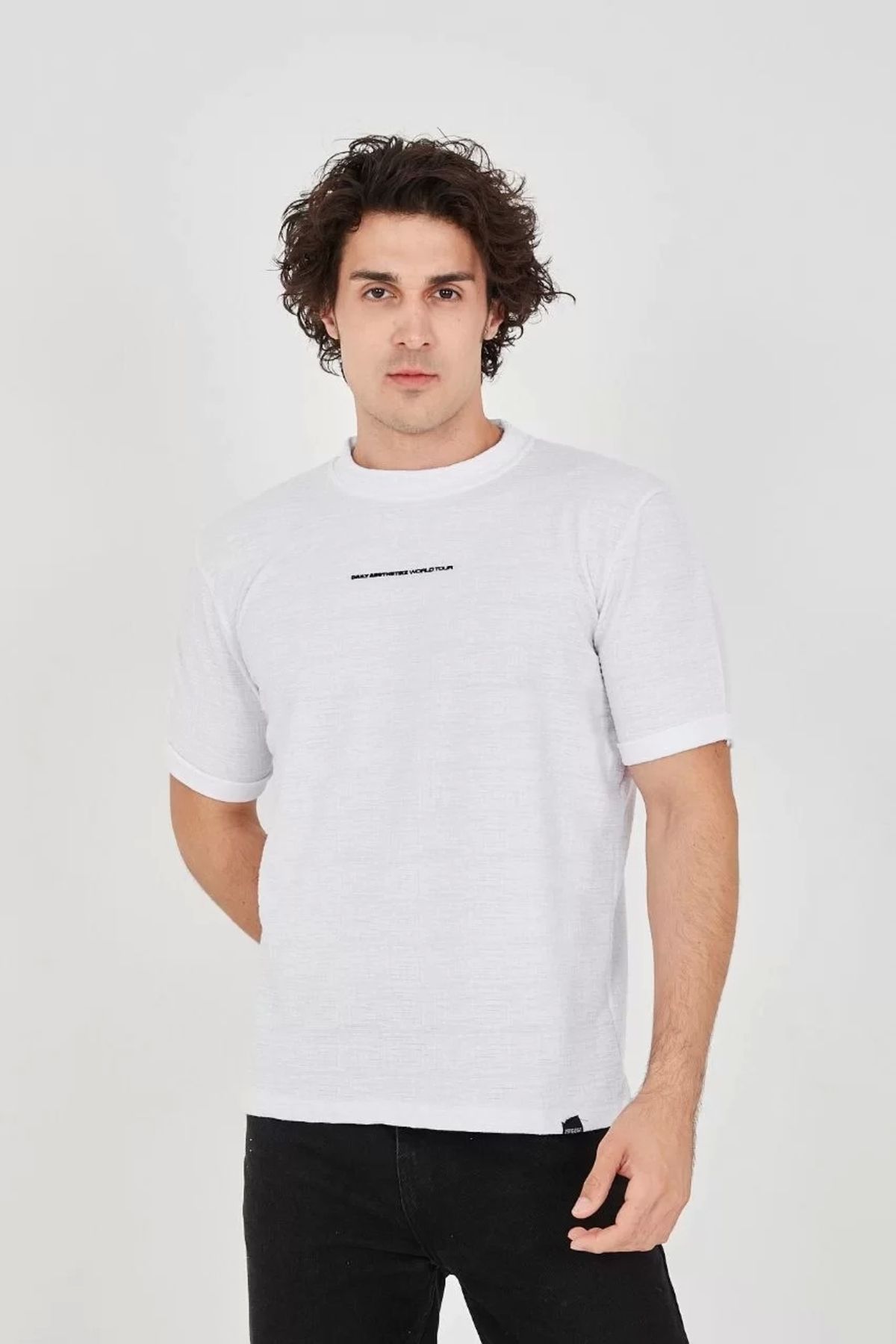 CVS Unisex Jakar Kumaş Slim Fit T-Shirt - Beyaz