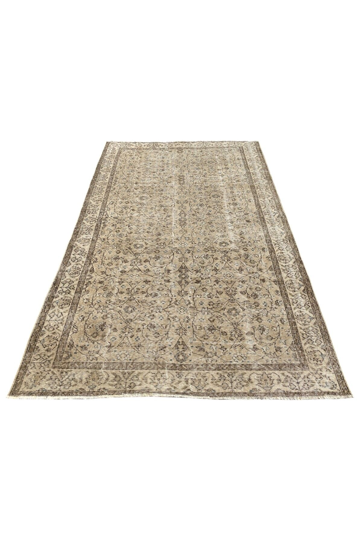 BURAK HALI El Dokuma Vintage Eskitme Halı 175x280 Krem Kahve Salon Halısı