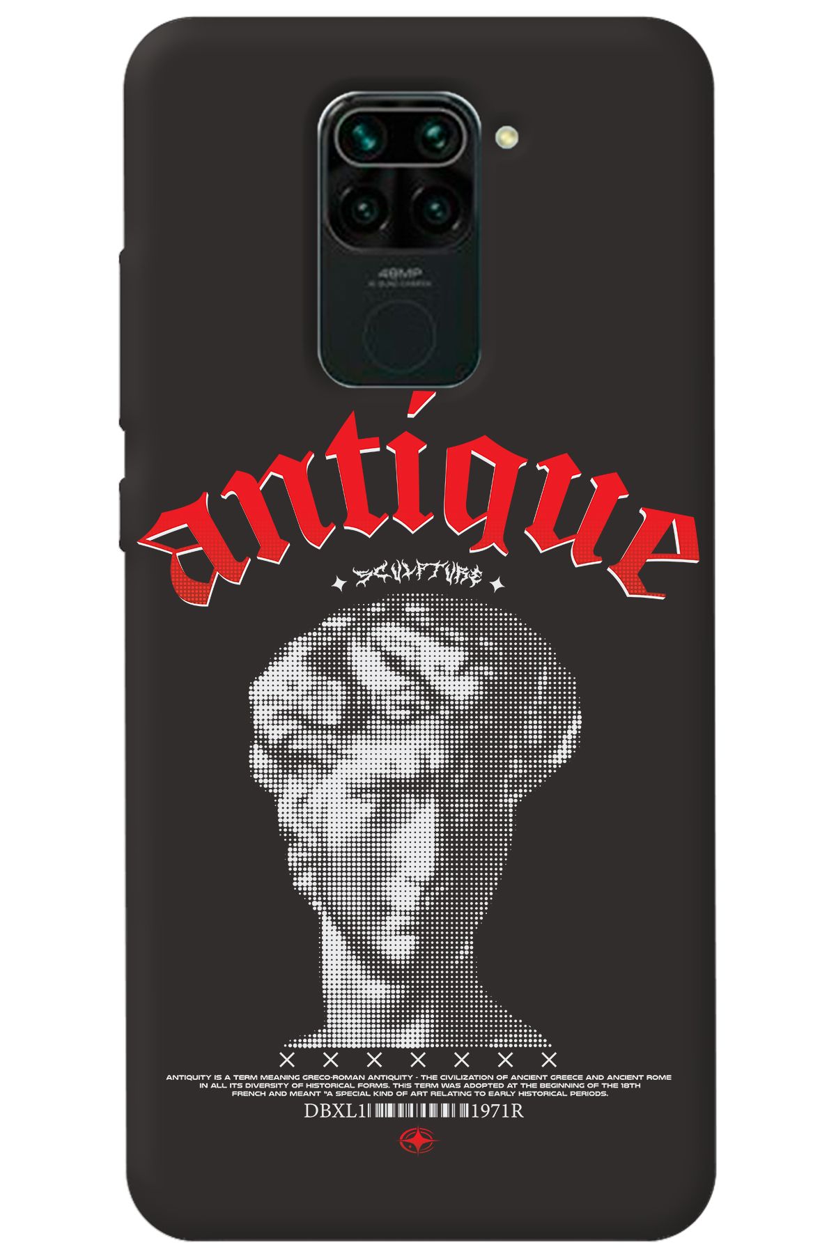 WANNA PROTECT Xiaomi Redmi Note 9 Siyah İçi Kadife Antique Desenli Silikon Telefon Kılıfı