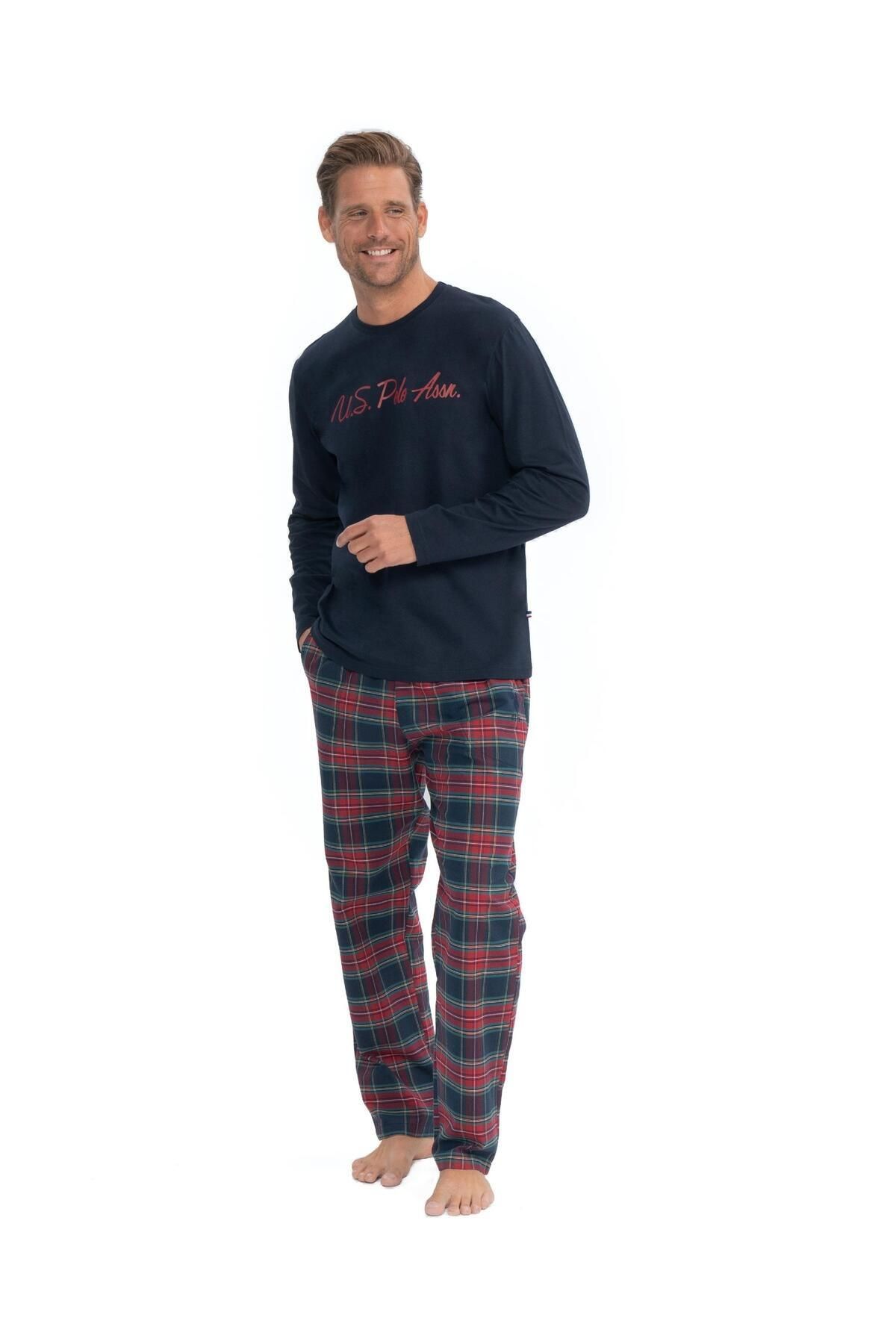 U.S. Polo Assn. Erkek Ekoseli Pijama Takım, Cep Detaylı