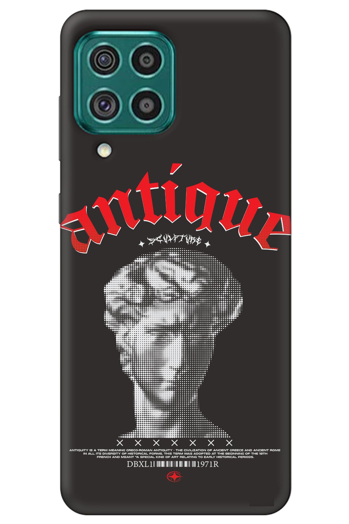 WANNA PROTECT Samsung M53 Siyah İçi Kadife Antique Desenli Silikon Telefon Kılıfı