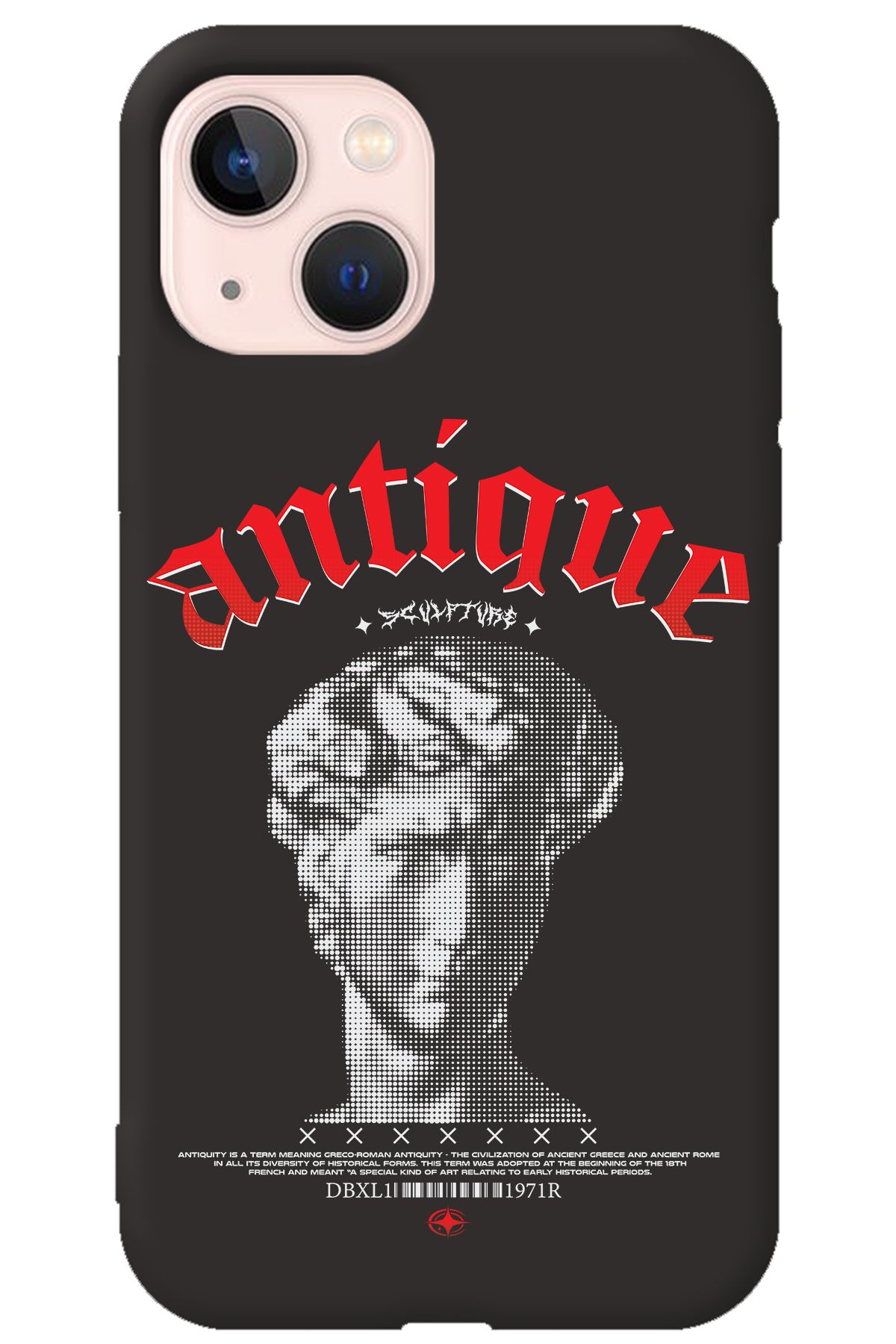 WANNA PROTECT iPhone 15 Siyah İçi Kadife Antique Desenli Silikon Telefon Kılıfı