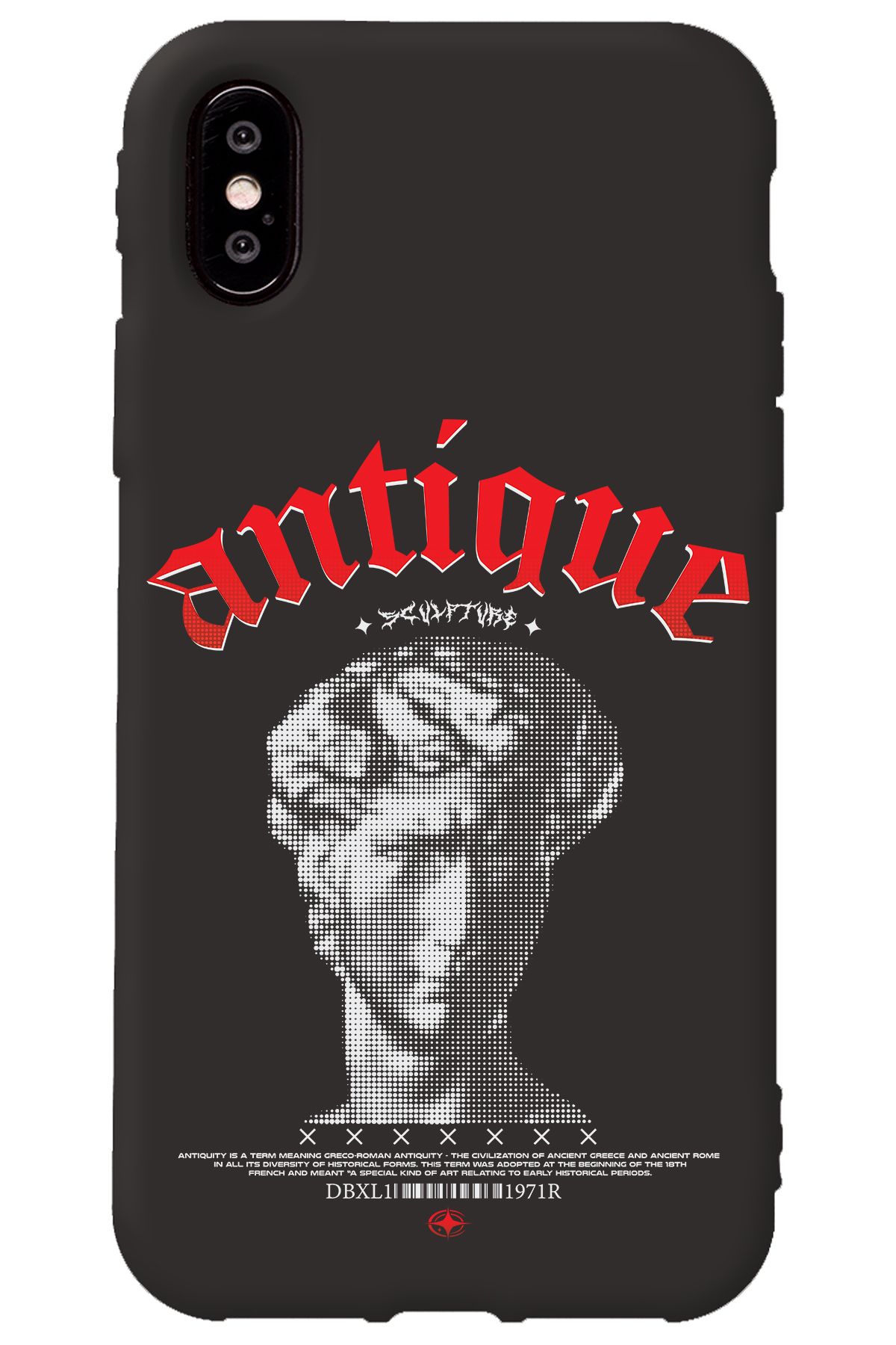 WANNA PROTECT iPhone XS Siyah İçi Kadife Antique Desenli Silikon Telefon Kılıfı