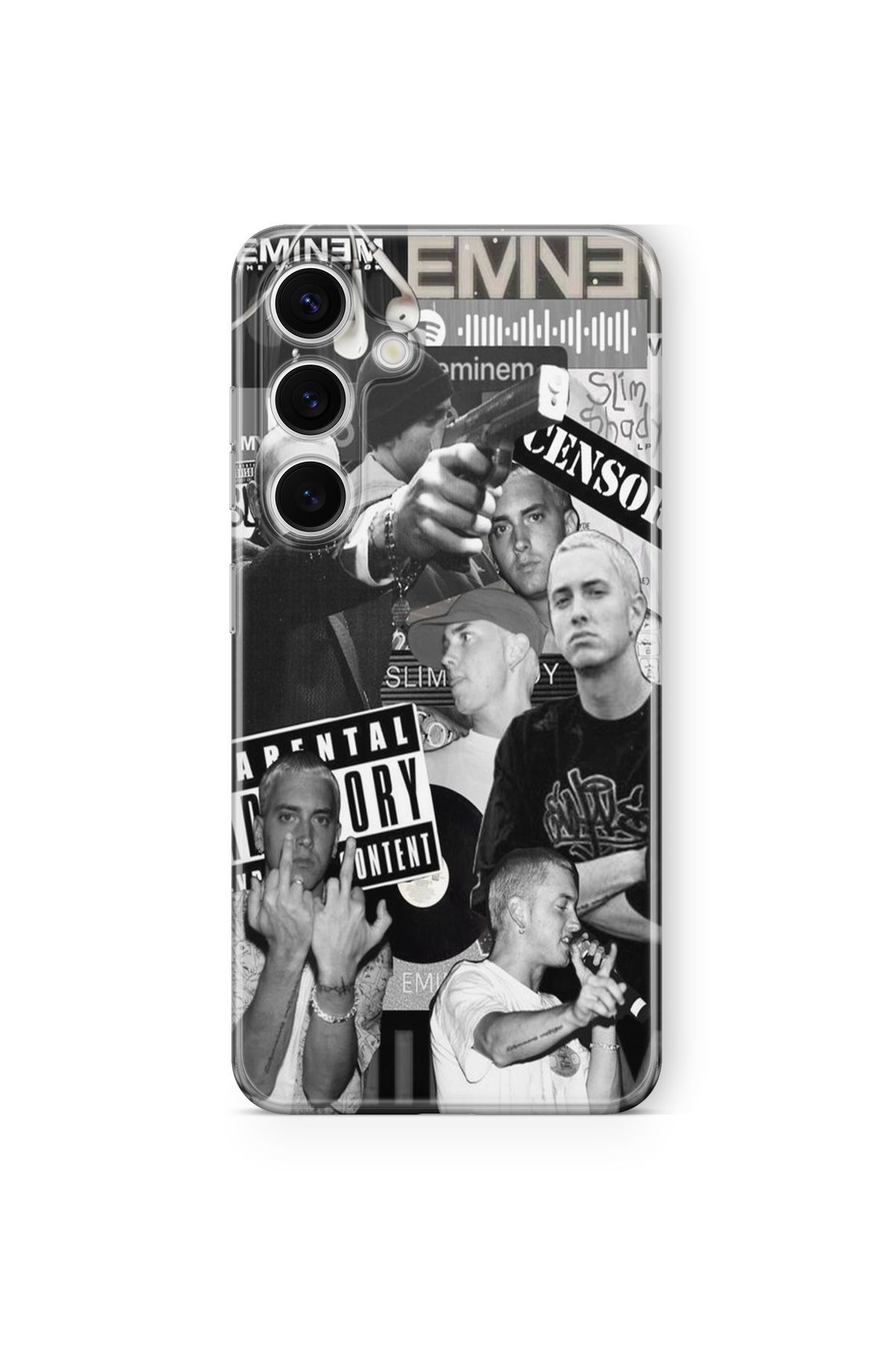 Space Star Samsung Galaxy A04s Uyumlu Eminem Kolaj Tasarım Baskılı Şeffaf Kılıf