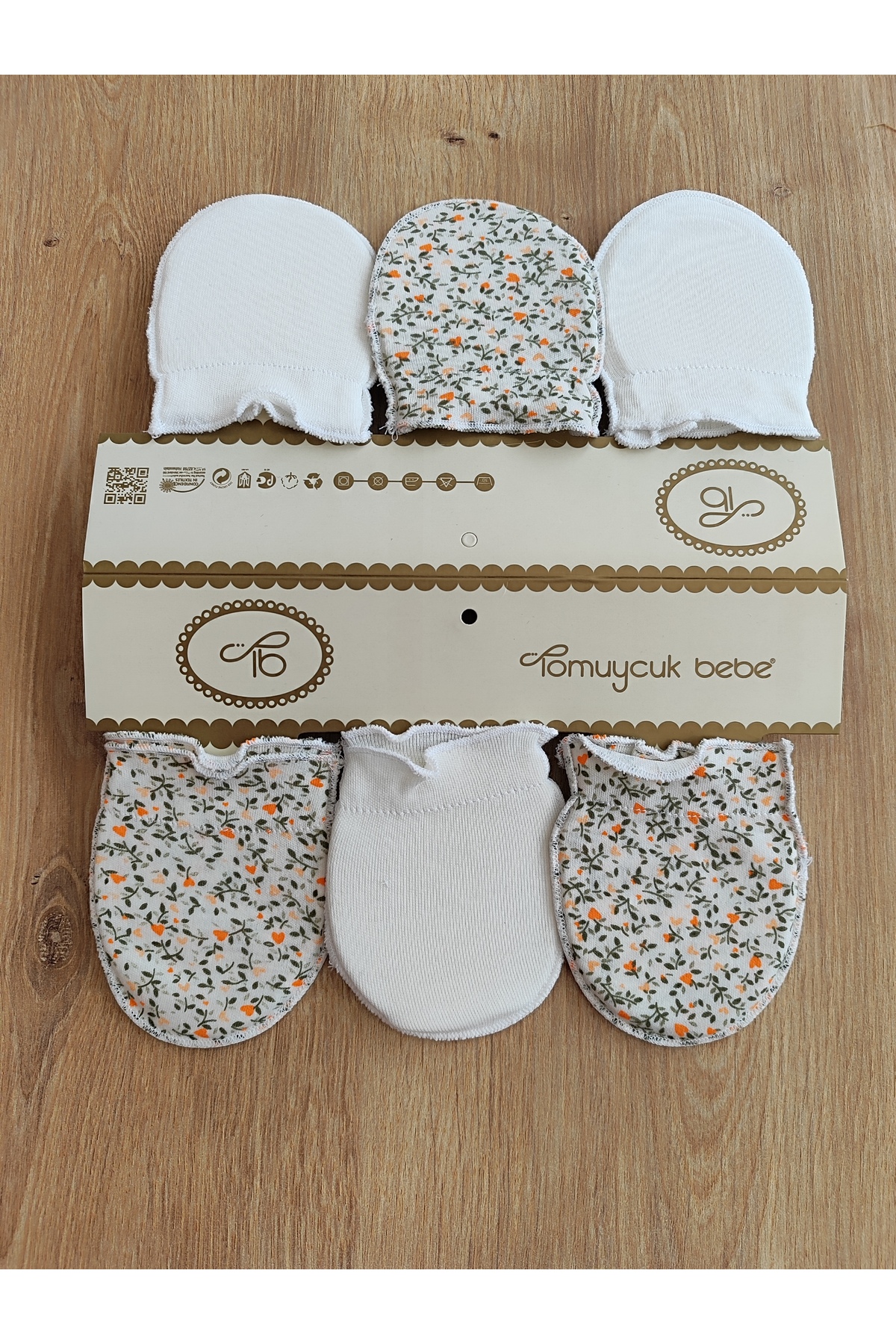 Bebella 6 Çift Kız / Erkek Bebek Eldiveni %100 Pamuklu Bebeklere Özel Eldiven Yenidoğan Hediyelik fotoğrafı 3 (önizleme)