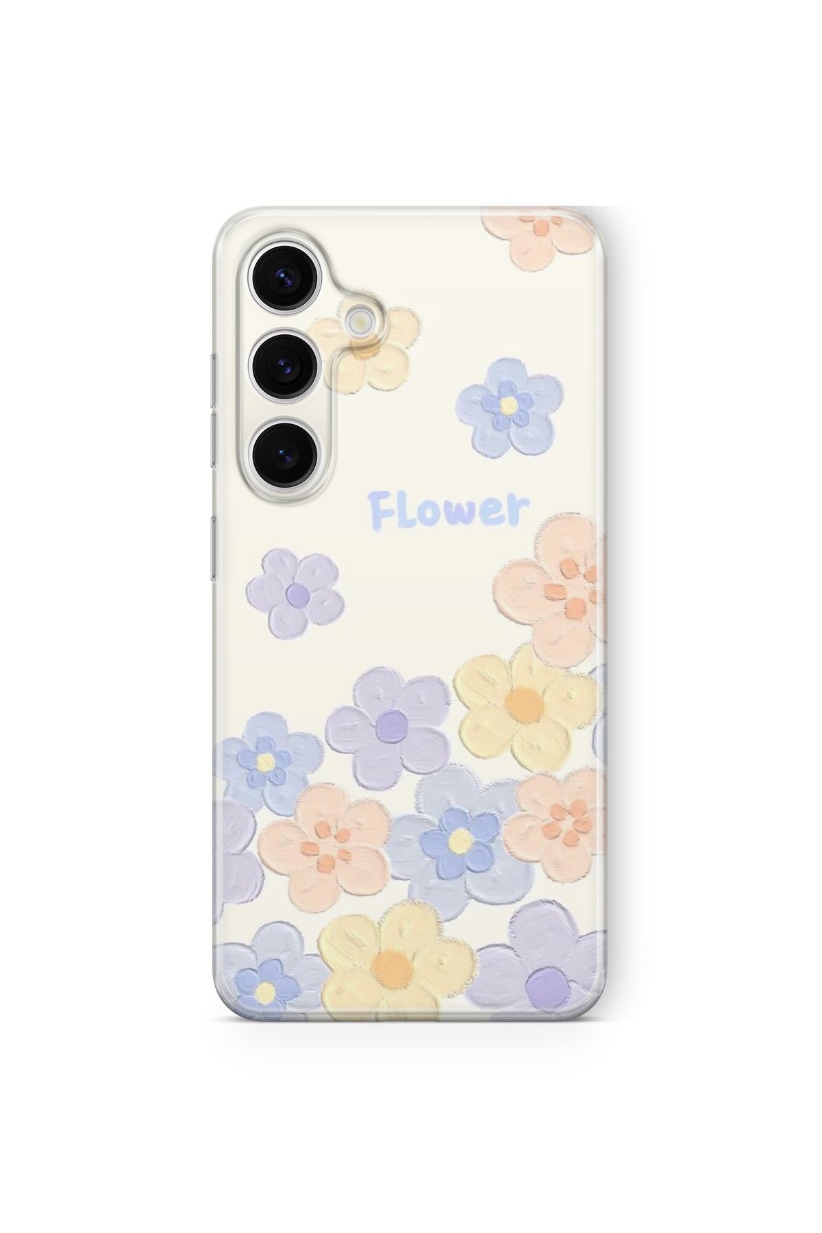 Space Star Samsung Galaxy A14 Uyumlu Flower Tasarım Baskılı Şeffaf Kılıf