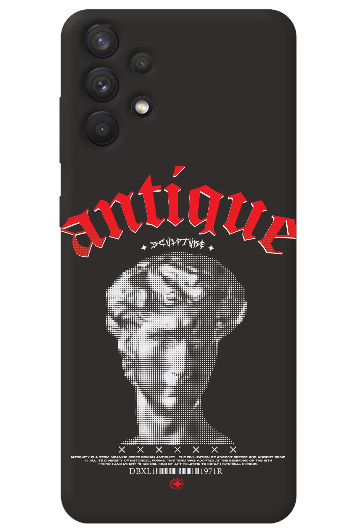 WANNA PROTECT Samsung A13 4G Siyah İçi Kadife Antique Desenli Silikon Telefon Kılıfı