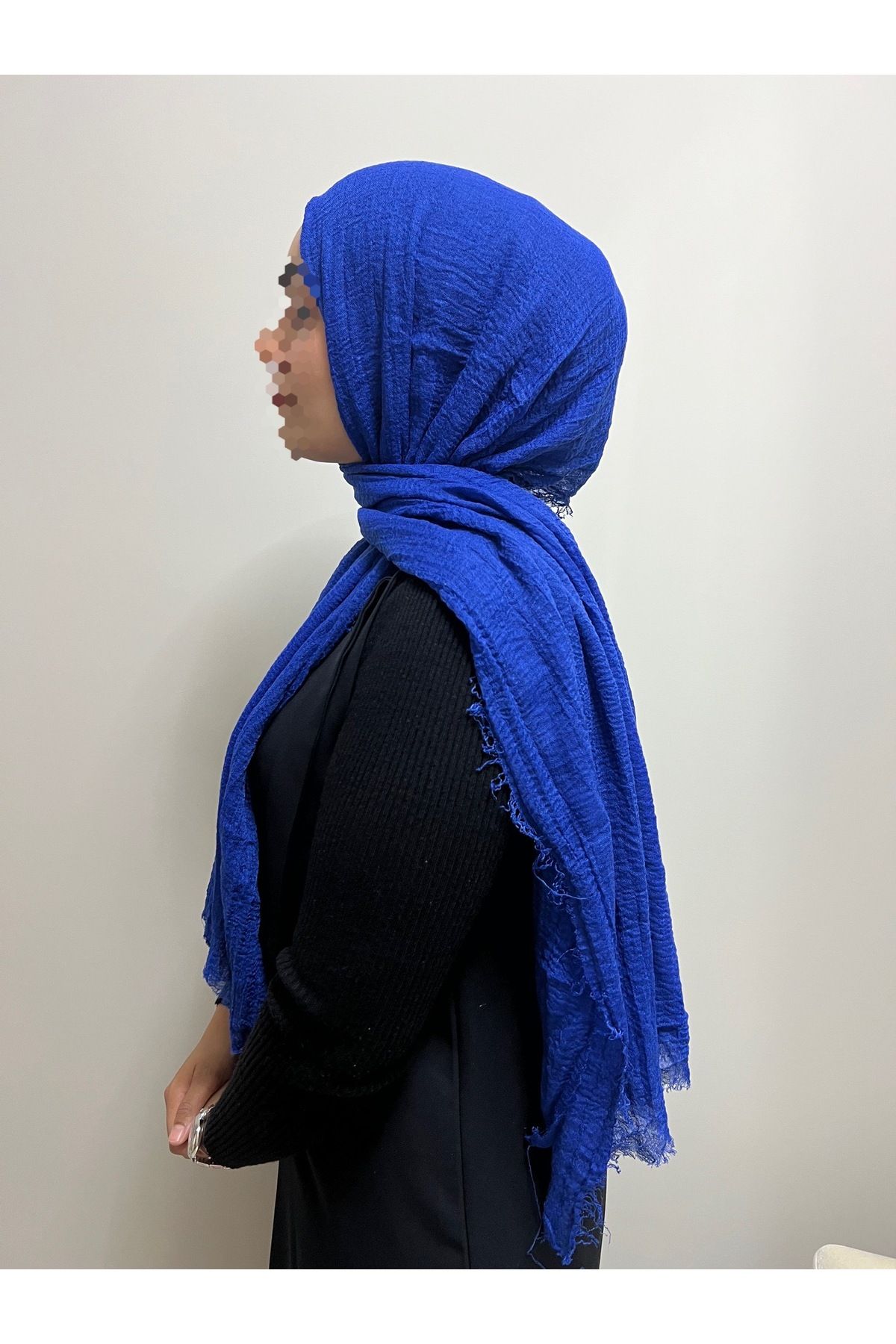 shop İremssscarf Saks mavisi Bürümcük şal