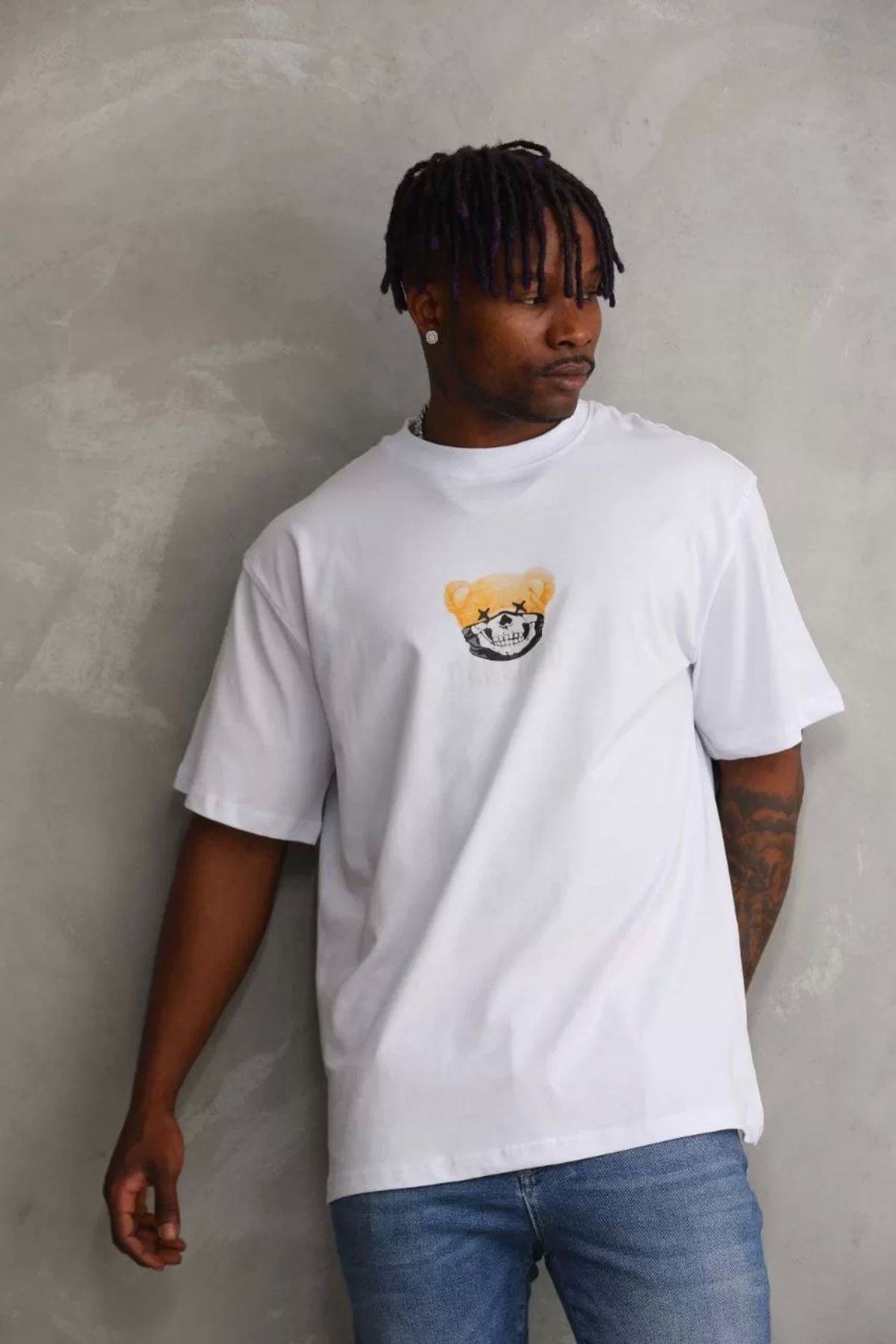 CVS Unisex Baskılı Oversize T-Shirt - Beyaz