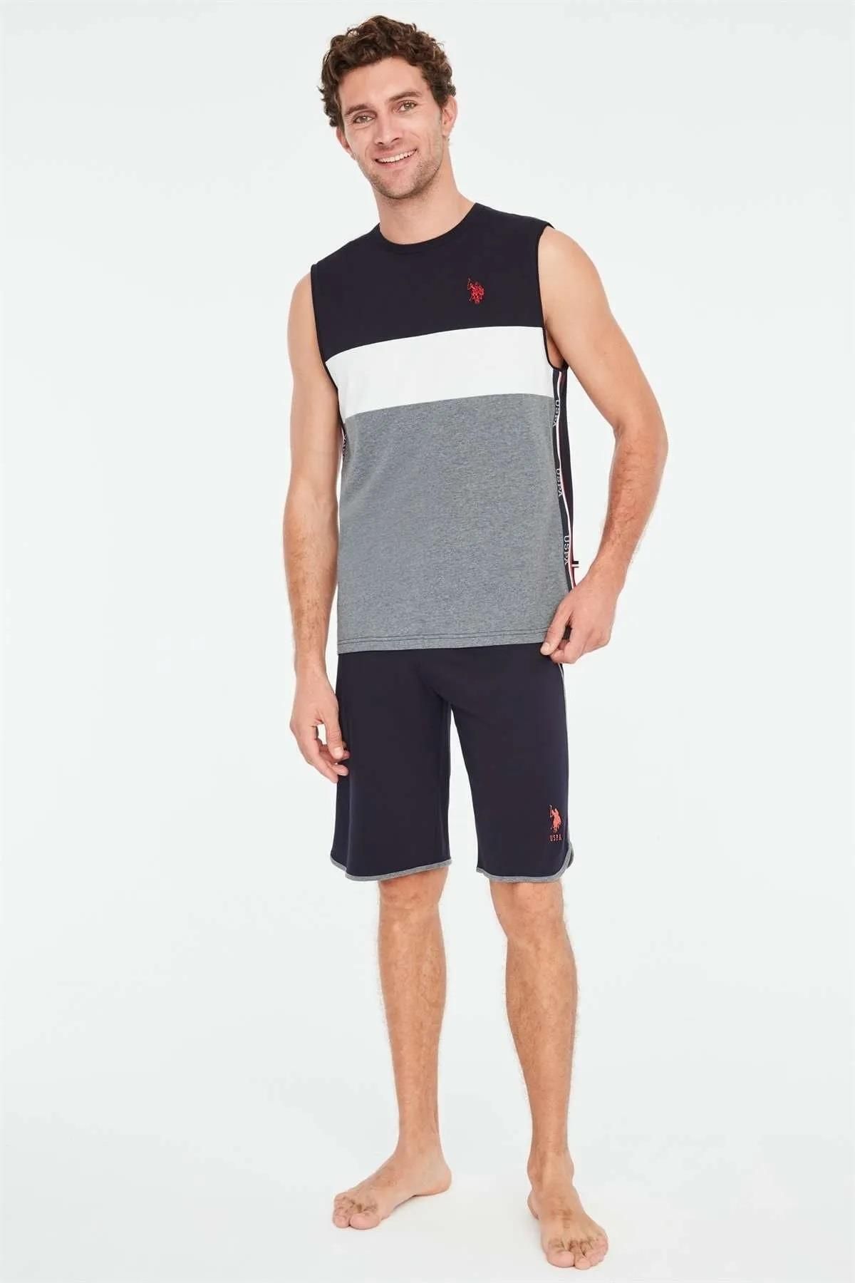 U.S. Polo Assn. %100 Pamuklu Erkek Kolsuz T-shirt Şort Takım