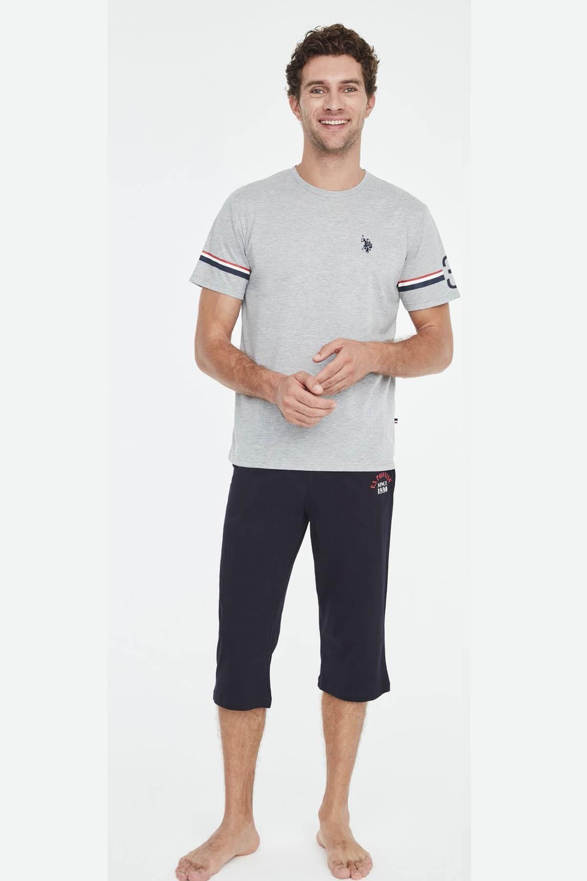 U.S. Polo Assn. Arma Nakışlı Yuvarlak Yaka Yazlık T-shirt Ve Cepli Kapri Takım