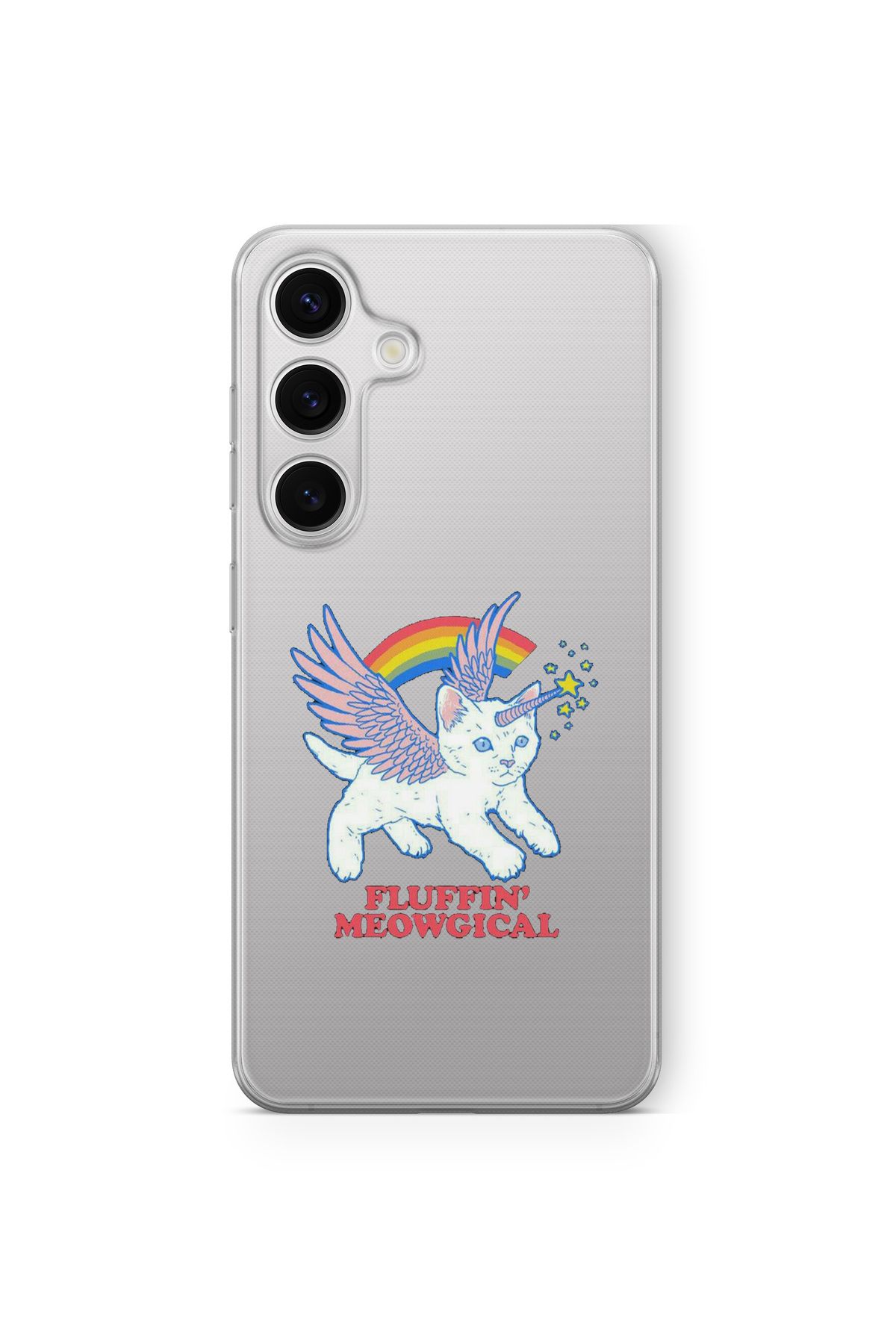 Space Star Samsung Galaxy A14 Uyumlu Fluffin Meowgical Tasarım Baskılı Şeffaf Kılıf