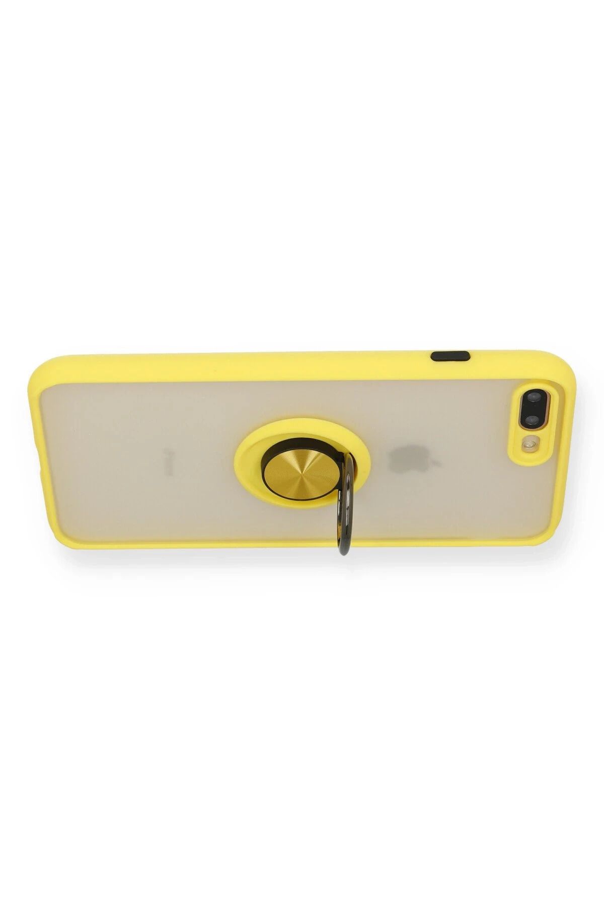 NewFace iPhone 7 Plus Kılıf Montreal Yüzüklü Silikon Kapak - Sarı NRMSA
