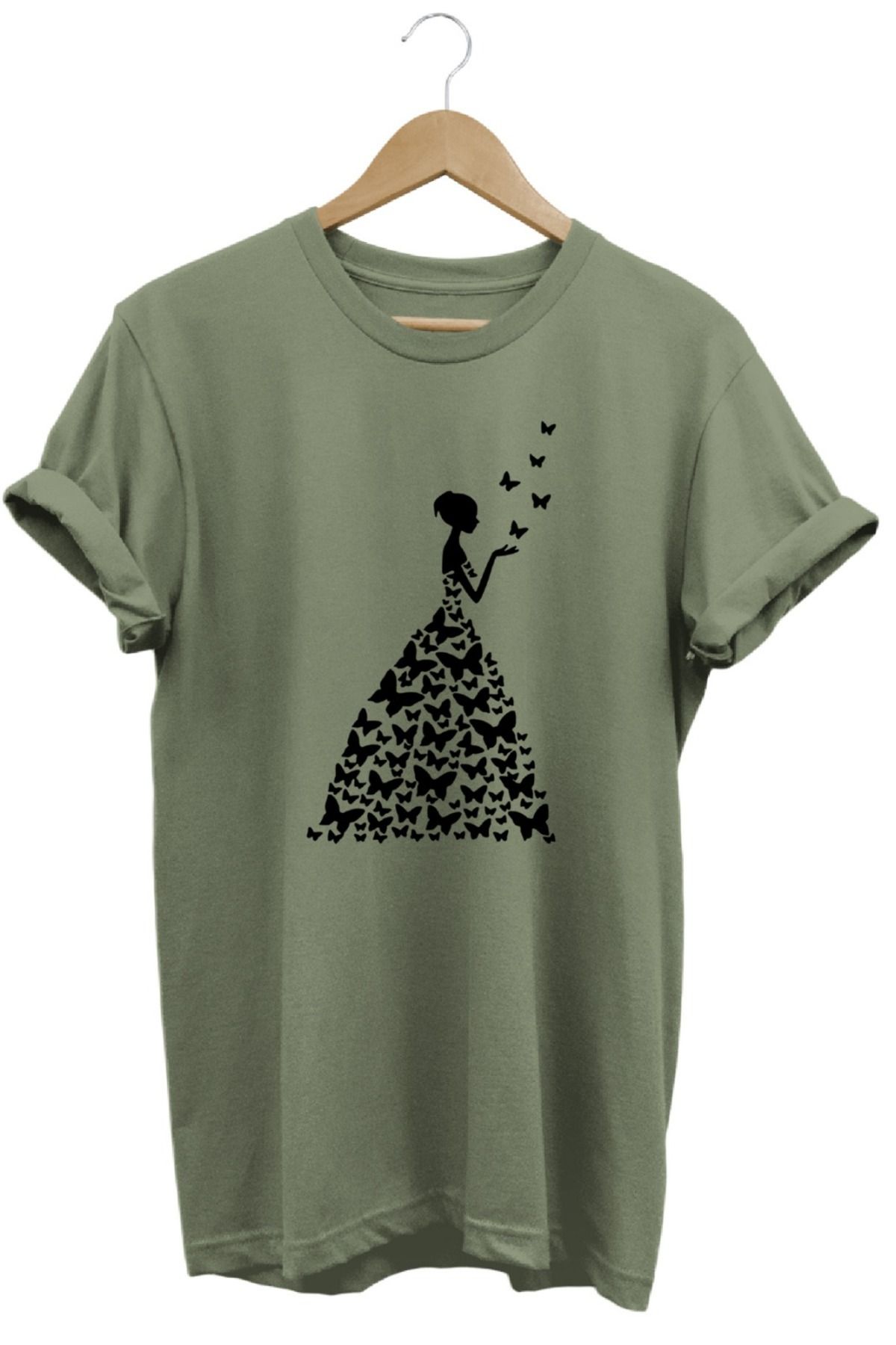 joyyfashion Kelebek butterfly baskılı tişört