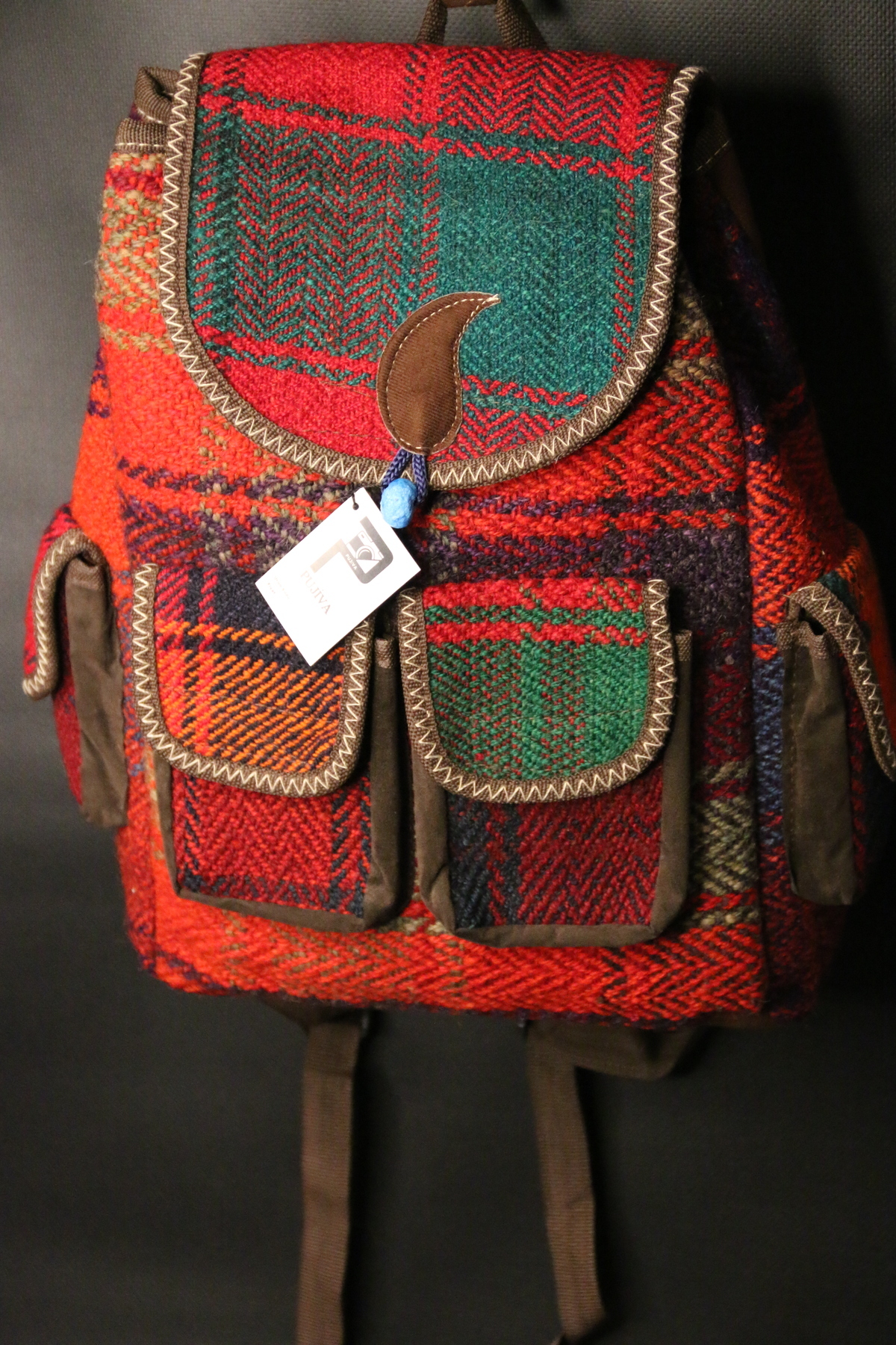 PUJİVA  Etnik Tarz Kilim Desenli, Dört Cebli, Renkli Sırt Anne Bebek Çanta En;35-Boy:40 Cm - Görsel 2