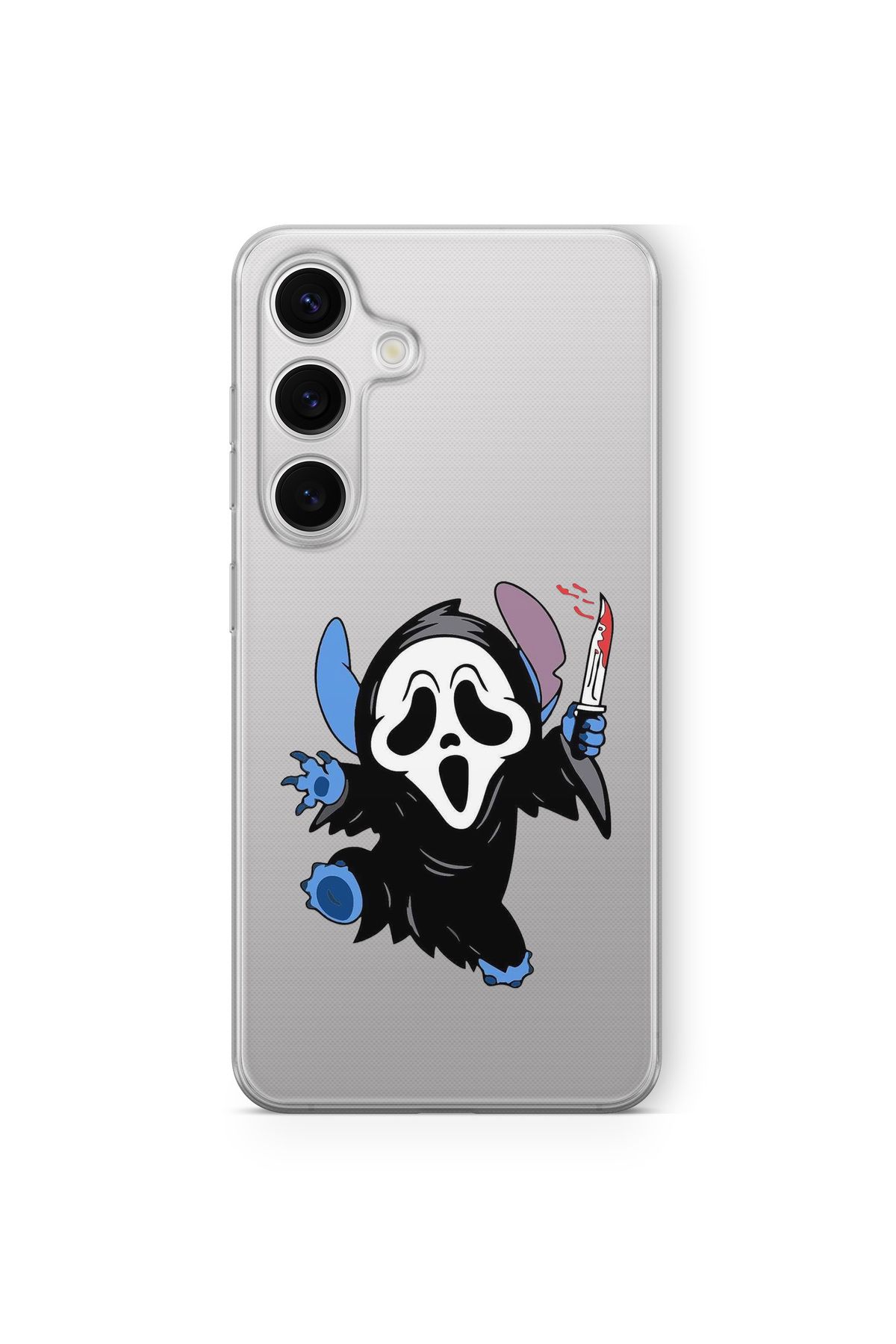 Space Star Samsung Galaxy A05S Uyumlu Scream Stitch Tasarım Baskılı Şeffaf Kılıf