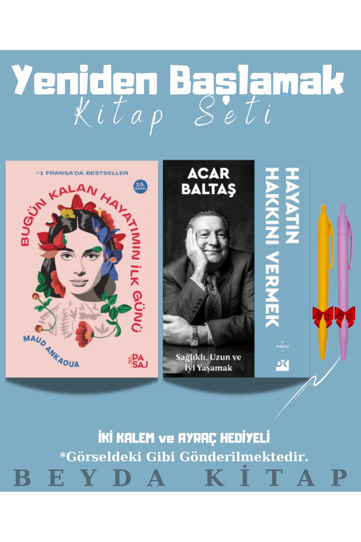 Yan Pasaj Yayınevi Bugün Kalan Hayatımın İlk Günü - Hayatın Hakkını Vermek - Kitap Seti - Kalemli