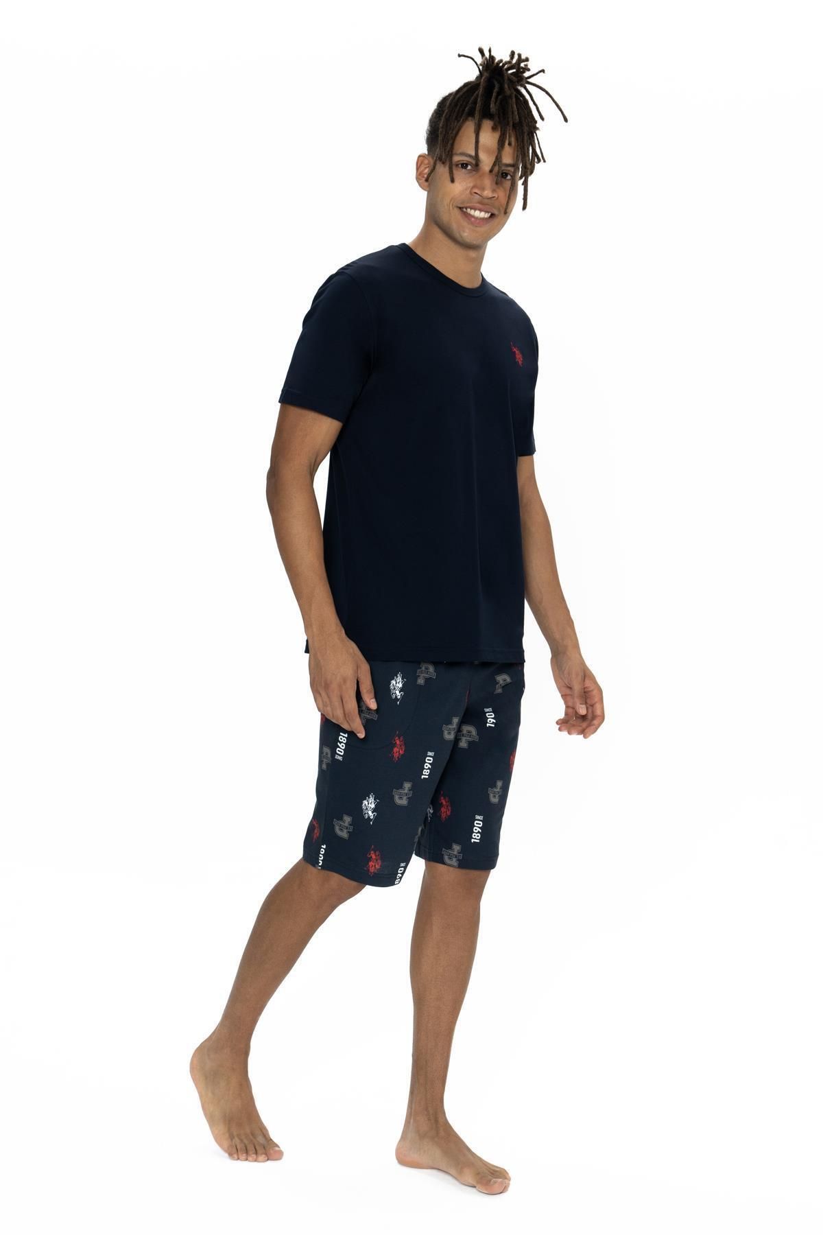 U.S. Polo Assn. U.S. Polo Bisiklet Yaka T-shirt, Cepli ve Desenli Şort Takım