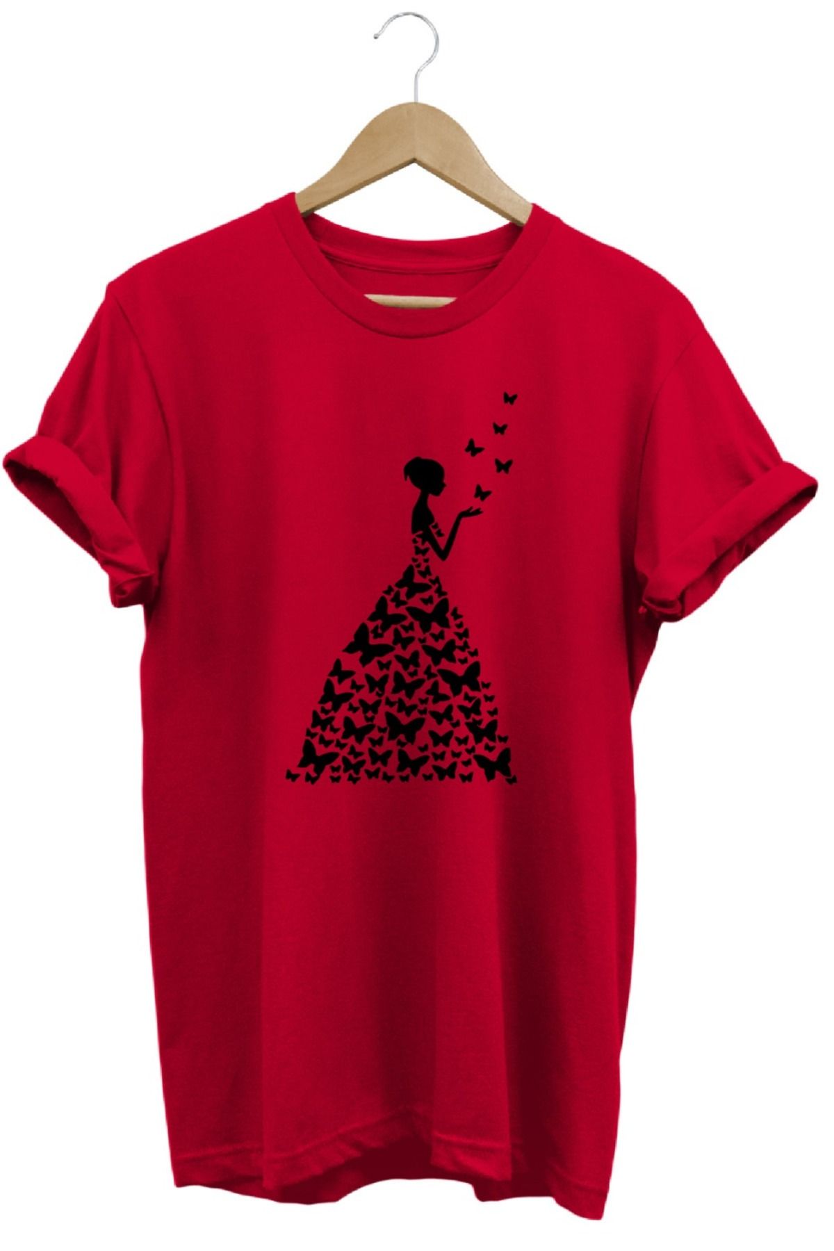joyyfashion Kelebek butterfly baskılı tişört