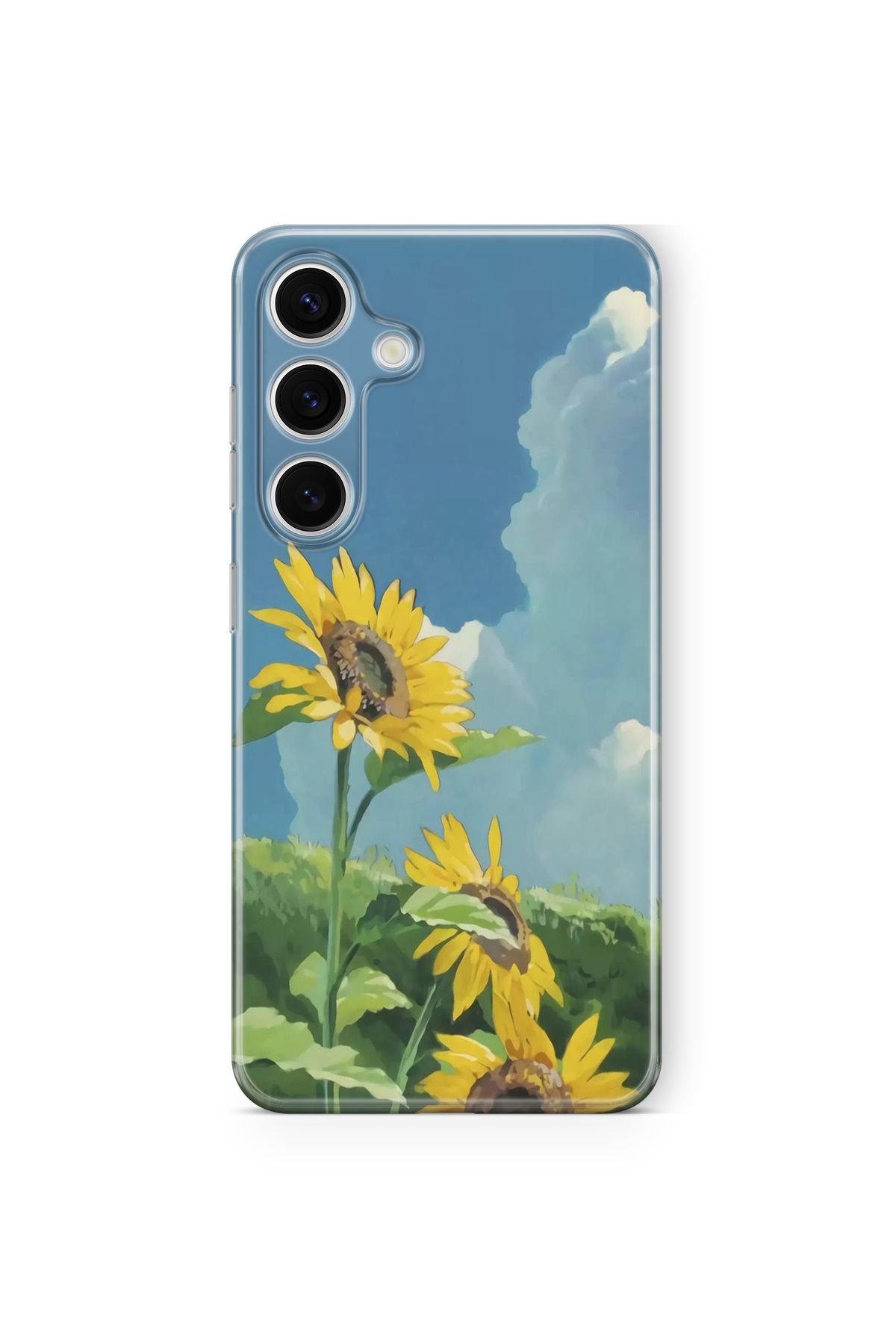 Space Star Samsung Galaxy A04s Uyumlu Sunflower Tasarım Baskılı Şeffaf Kılıf