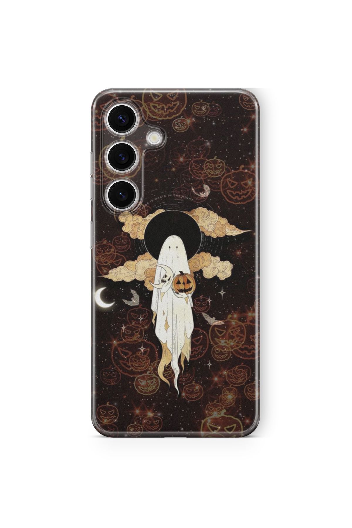 Space Star Samsung Galaxy S23 Fe Uyumlu Hallowen Ghost Tasarım Baskılı Şeffaf Kılıf