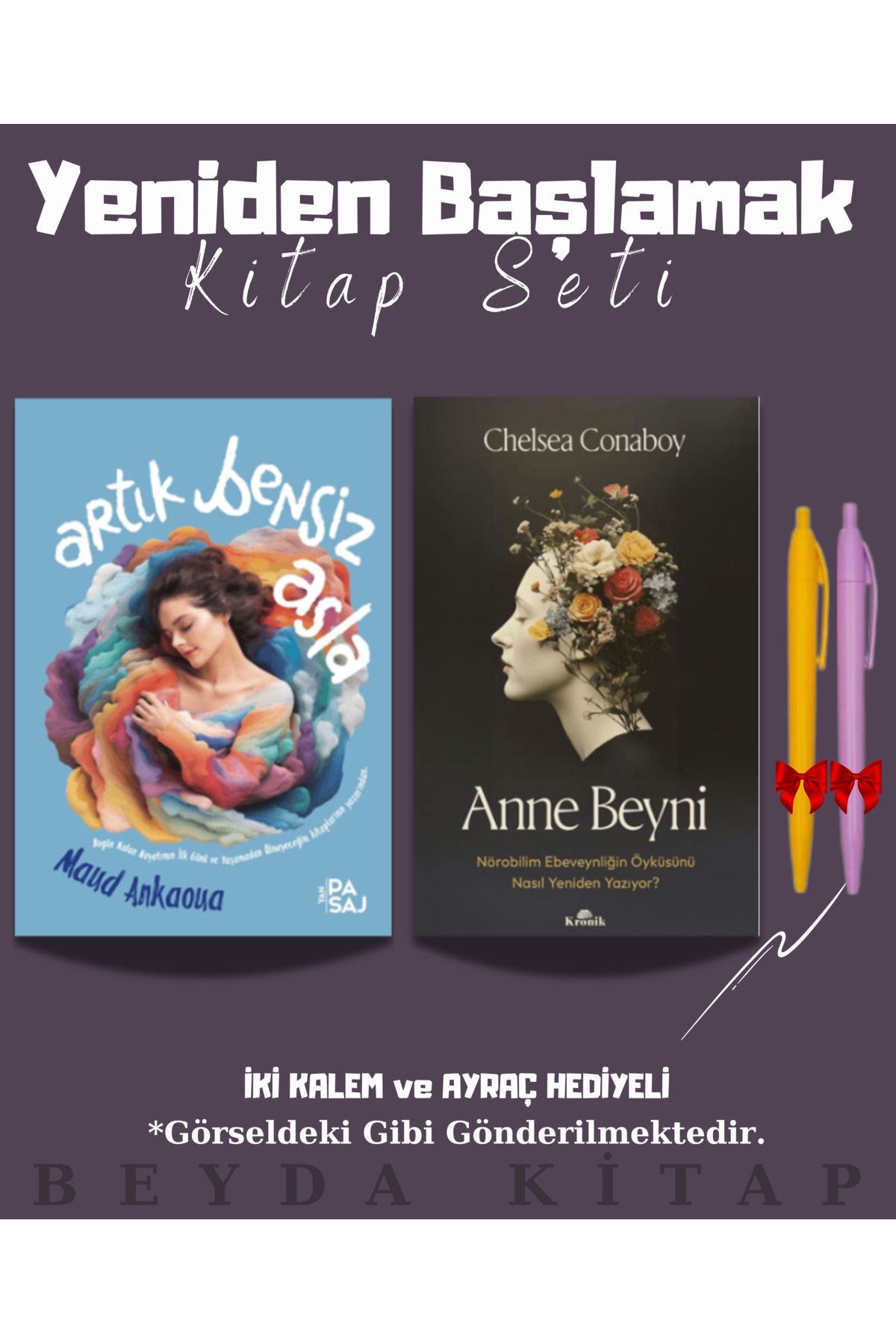 Yan Pasaj Yayınevi Anne Beyni - Artık Bensiz Asla - Kitap Seti - Kalem Hediyeli