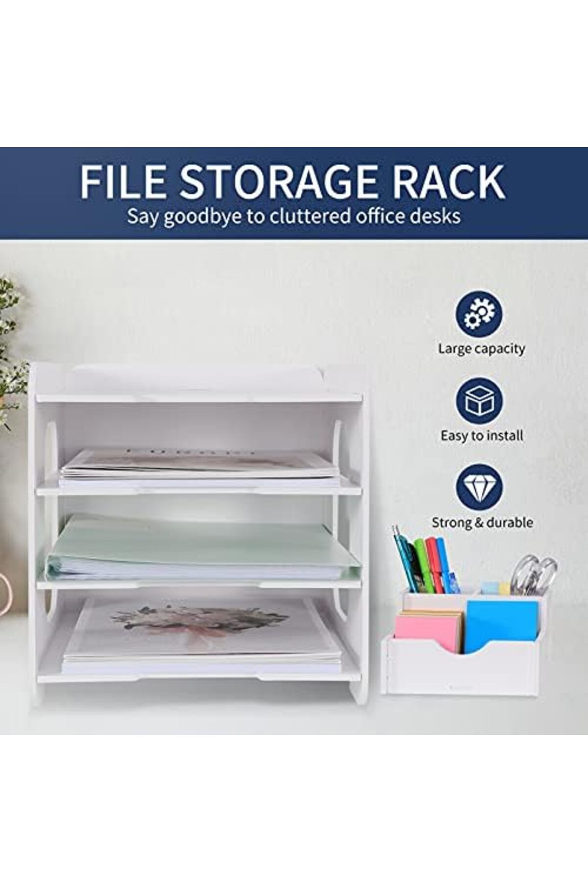 Generic-Letter Tray Paper Organizer, Desk Tidy File Document Holder, A4 Paper Filing Trays (4 Tier) 3