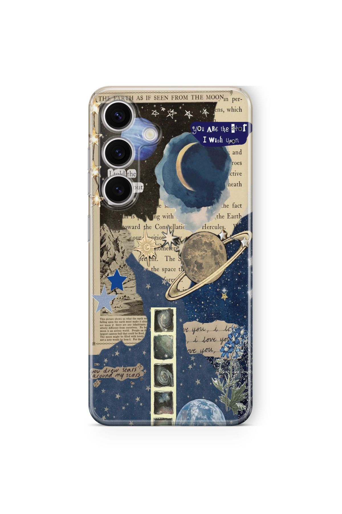 Space Star Samsung Galaxy A04s Uyumlu Star Light Tasarım Baskılı Şeffaf Kılıf