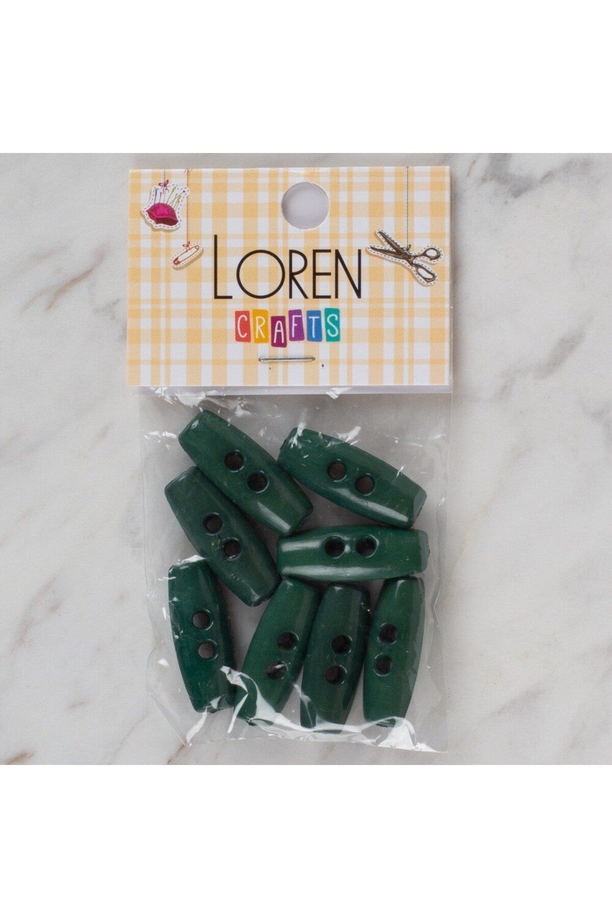 Allproduct Loren Crafts yeşil 8 li çoban düğmesi - 64