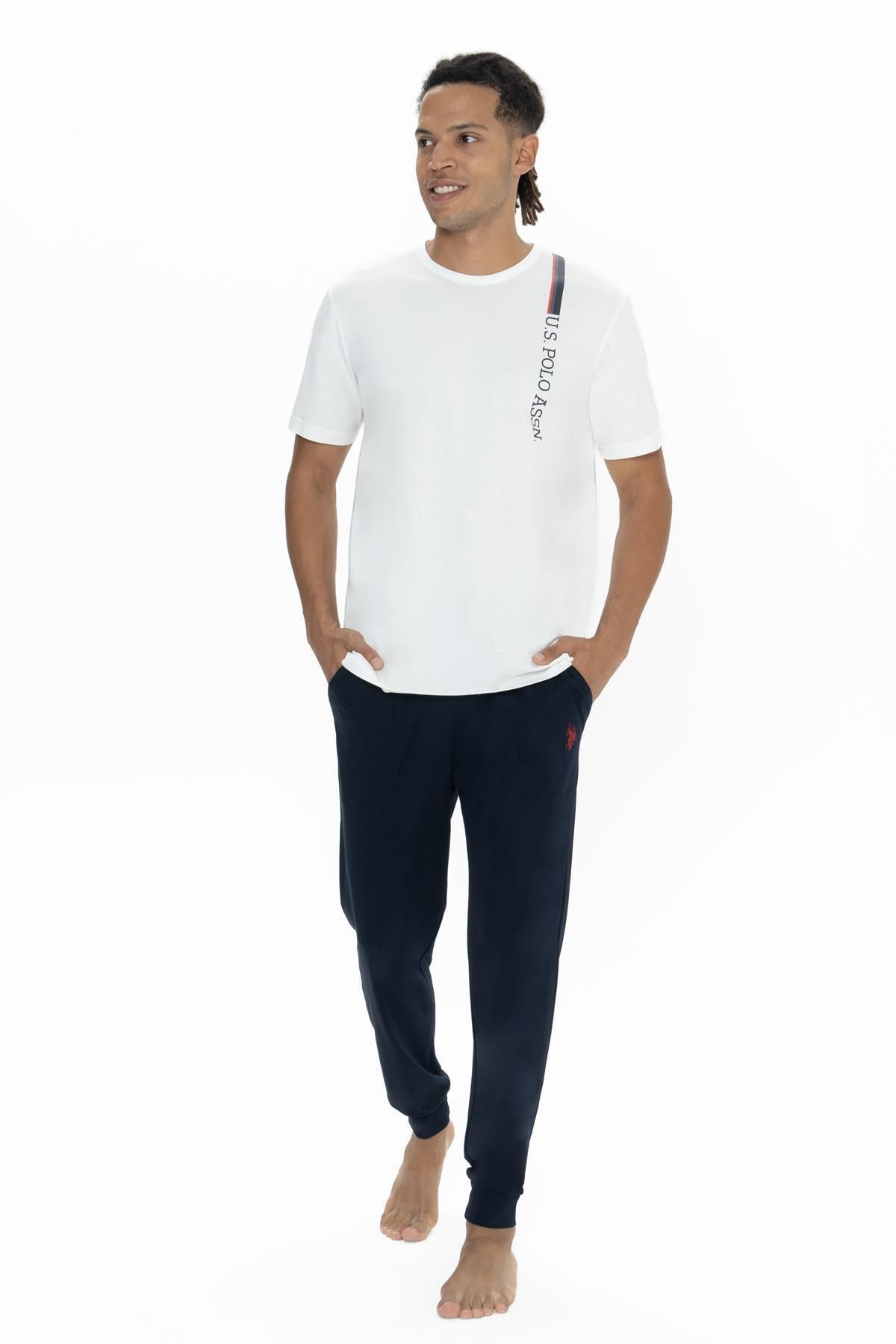 U.S. Polo Assn. U.S. Polo Erkek Dar Paça Cepli Pijama Takım, Bisiklet Yaka, Kısakollu Pijama Takım