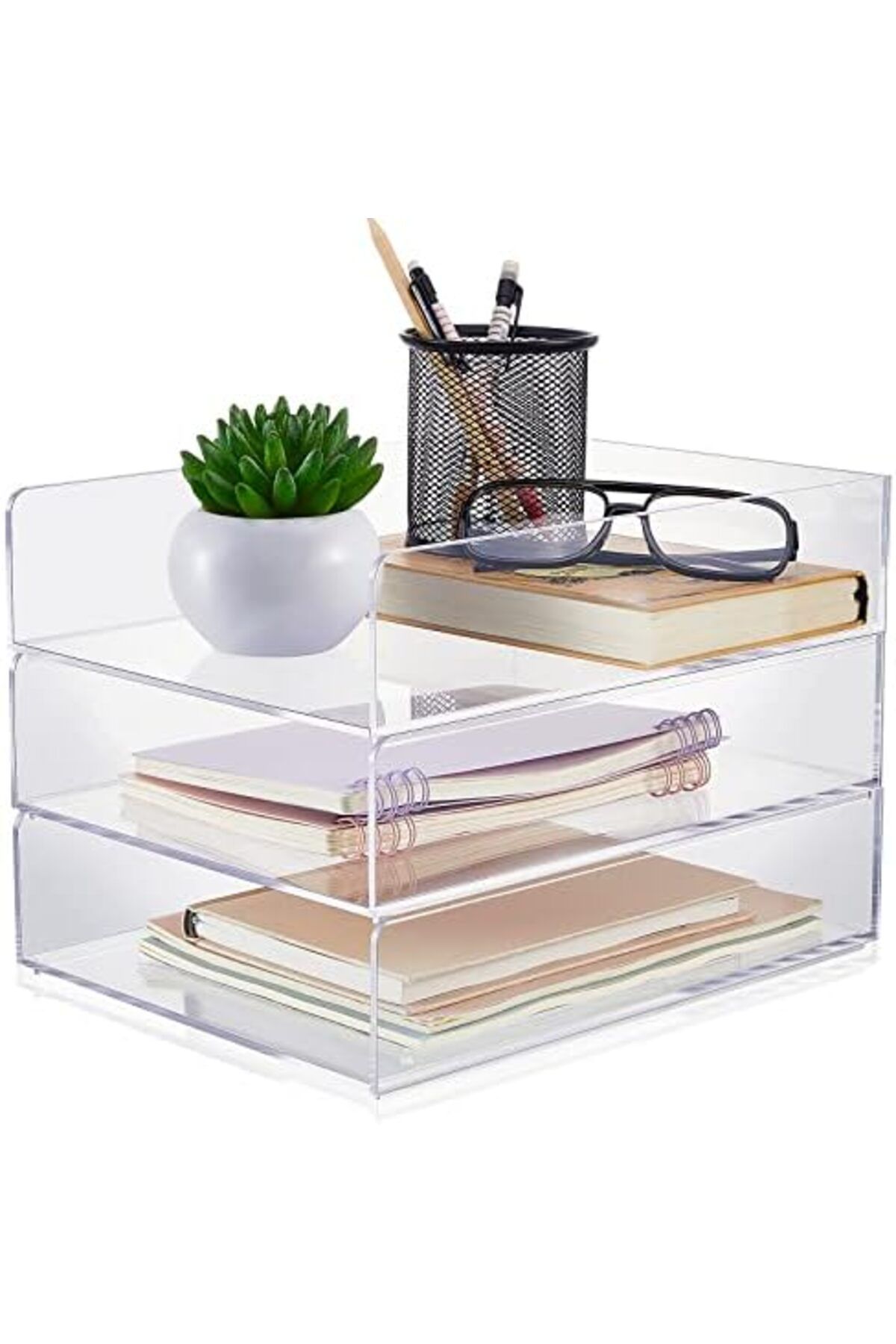 Generic-Acrylic Desk Organizer, Stackable Paper File Tray, Clear Document Organizer for Office Workspace 1
