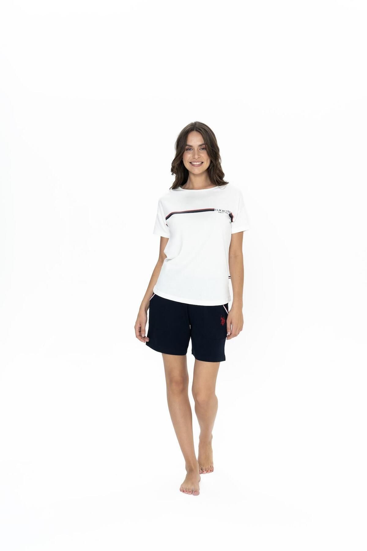U.S. Polo Assn. Us Polo Kadın Cepli Şort T-shirt Takım, Bisiklet Yaka, Kısakol