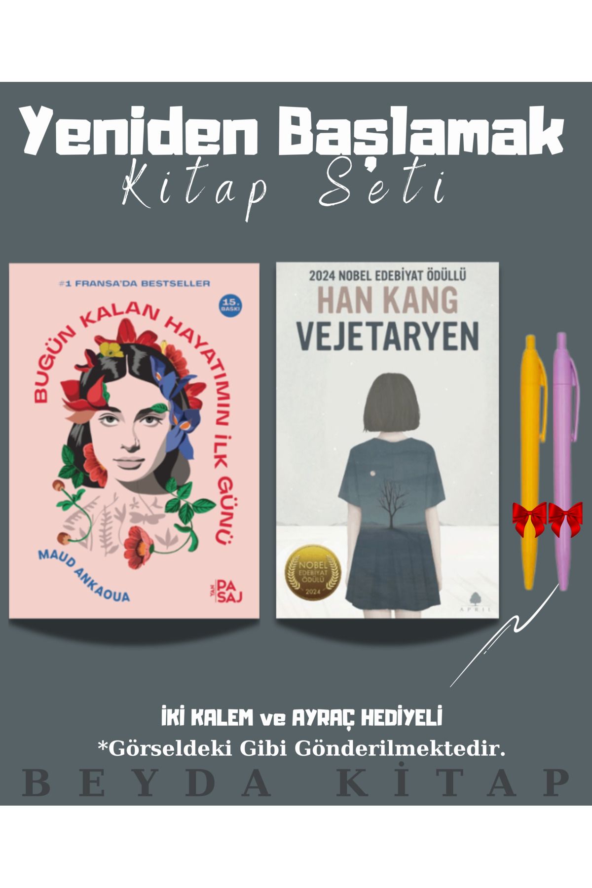 Yan Pasaj Yayınevi Bugün Kalan Hayatımın İlk Günü - Vejataryen - Kitap Seti - Kalemli