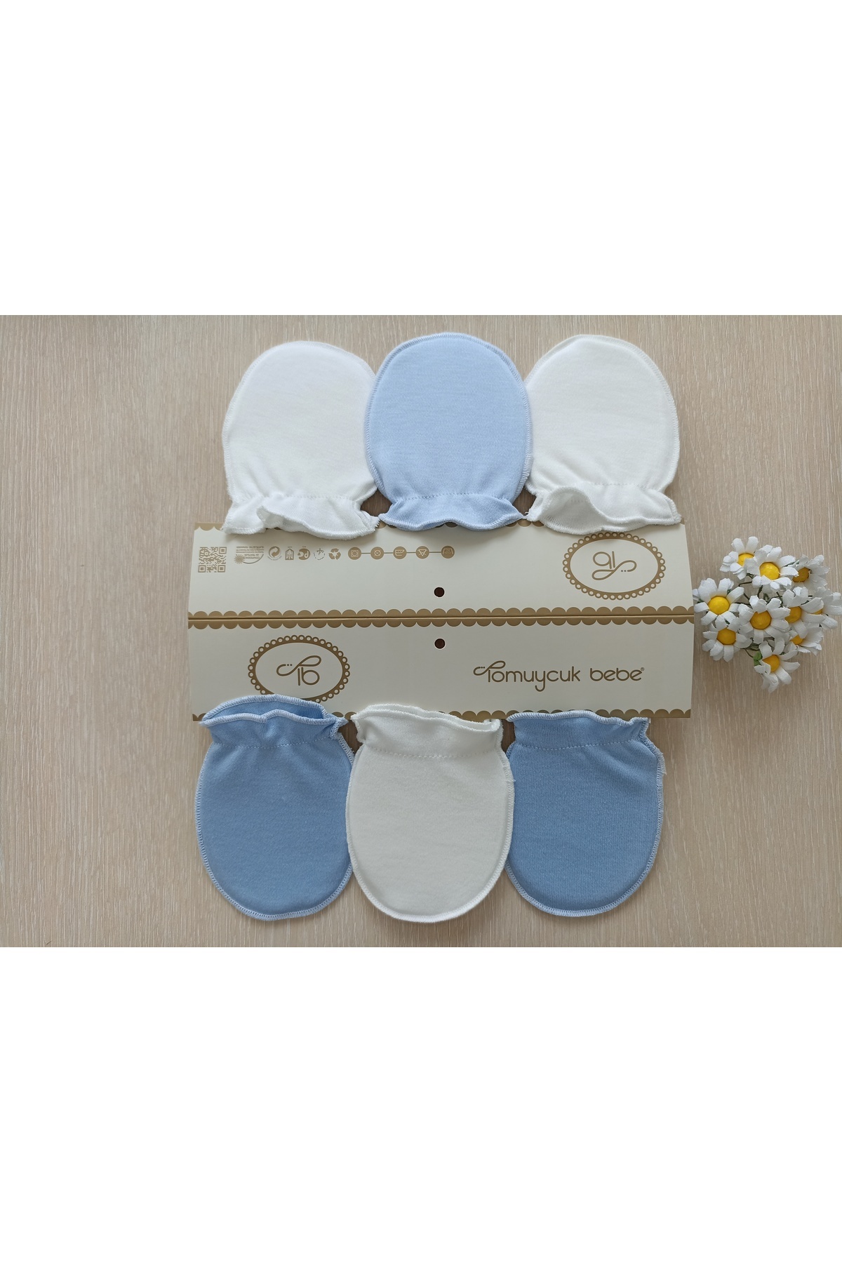 Bebella 6 Çift Kız / Erkek Bebek Eldiveni %100 Pamuklu Bebeklere Özel Eldiven Yenidoğan Hediyelik fotoğrafı 6 (önizleme)