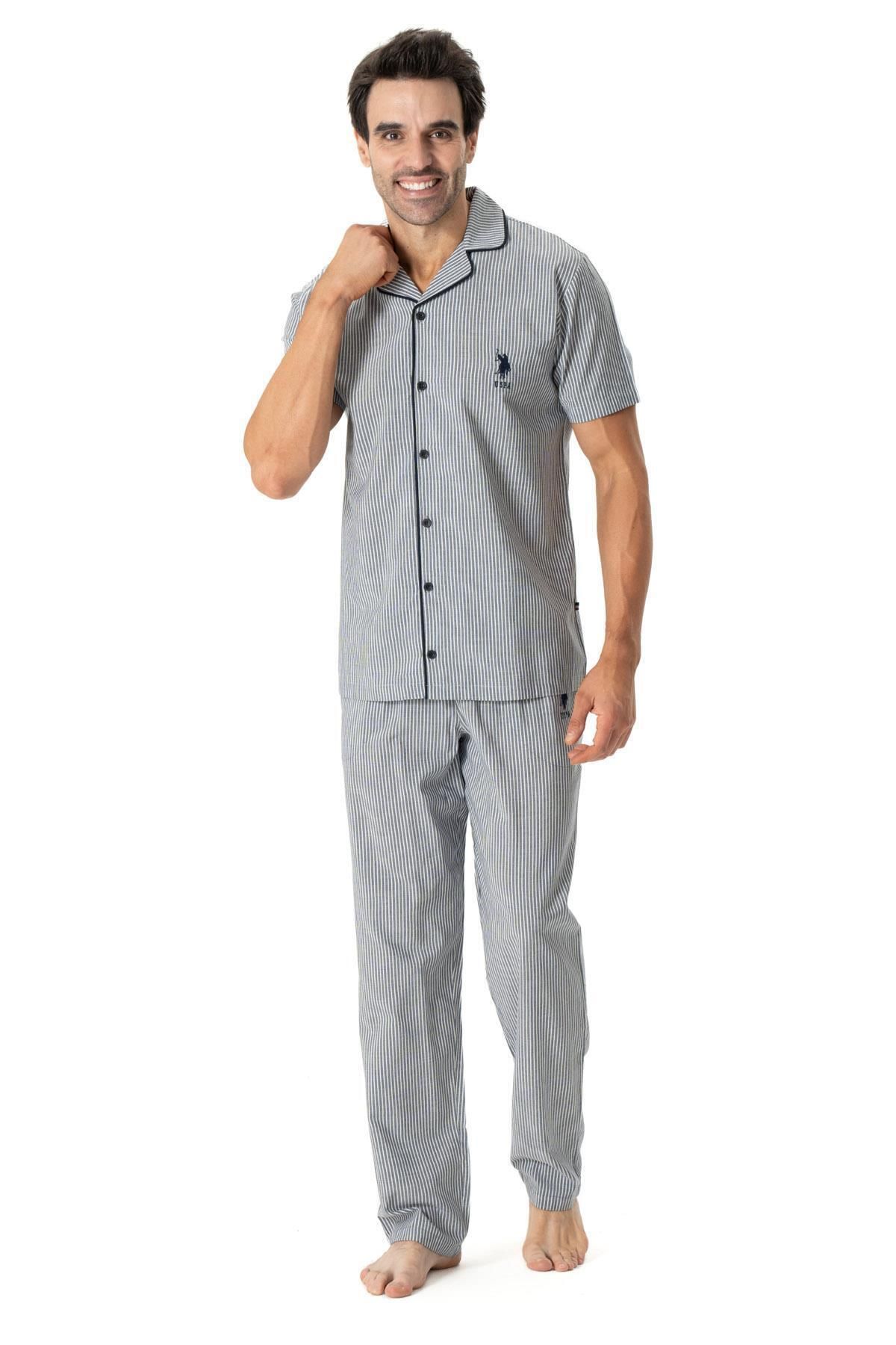 U.S. Polo Assn. U.s. Polo Assn. Erkek Düğmeli Pijama Takım, %65 pamuk %35 viskon