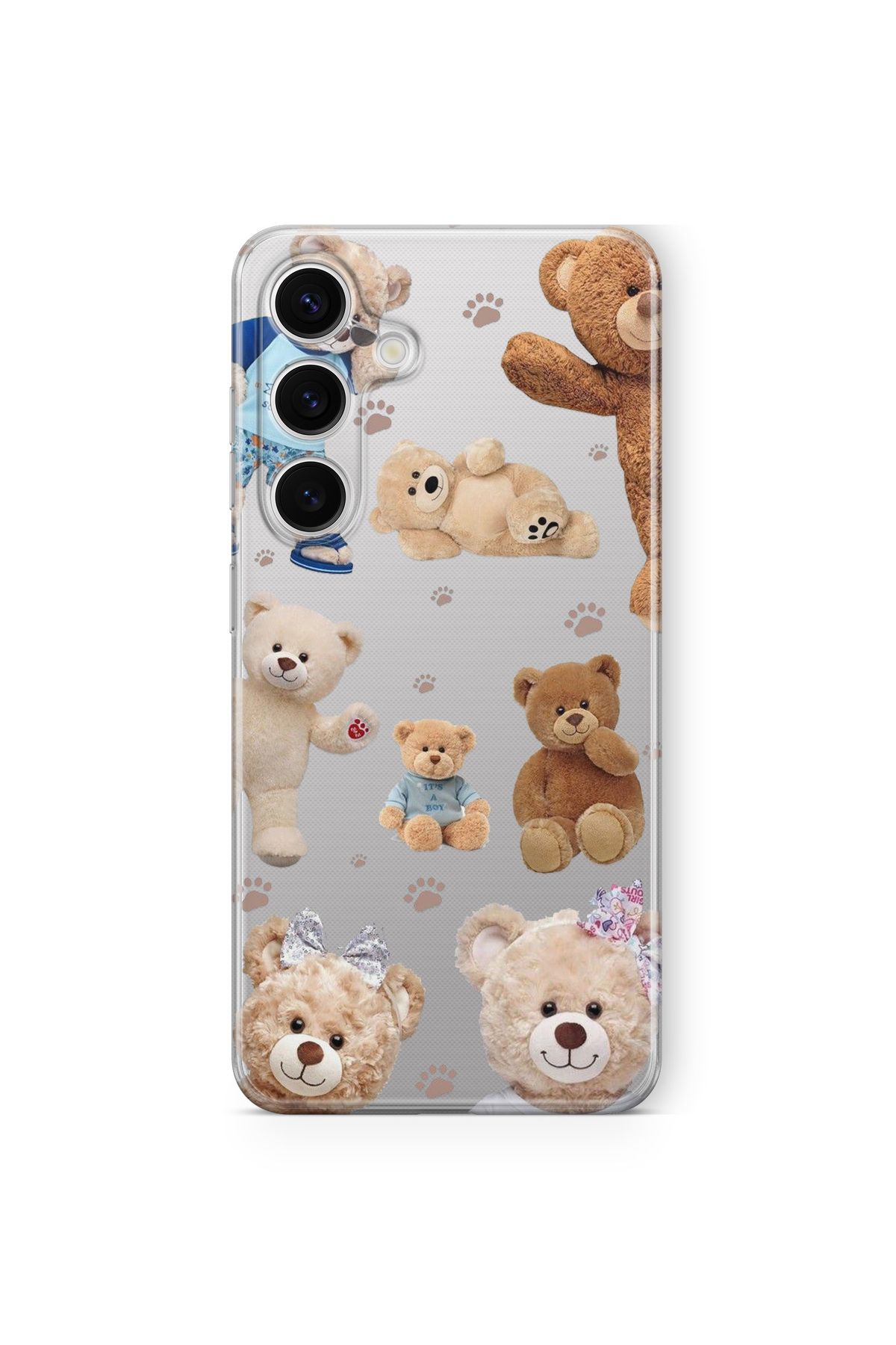 Space Star Samsung Galaxy S23 Uyumlu Tatlı Ayıcıklar Tasarım Baskılı Şeffaf Kılıf