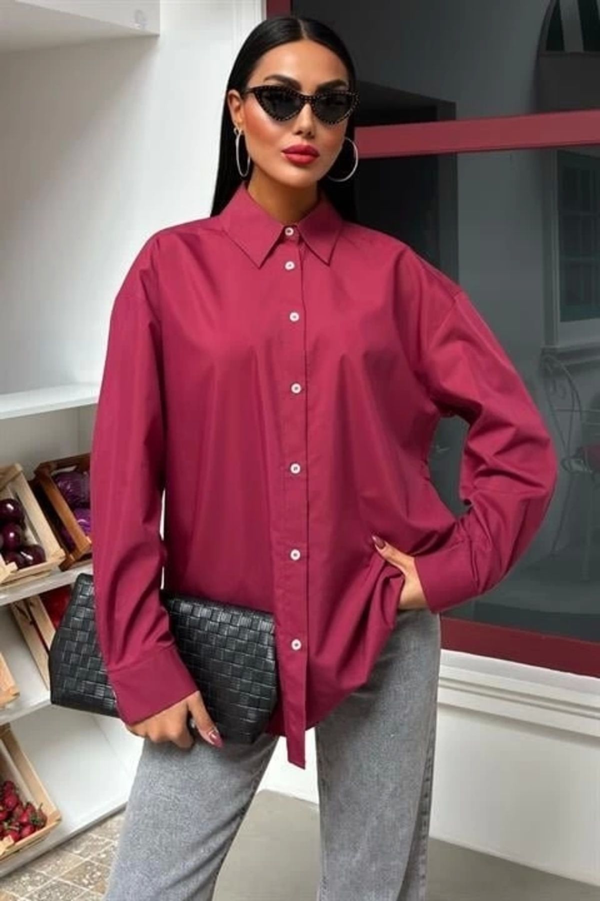 nedo7 Klasik Oversize Poplin Gömlek 3421