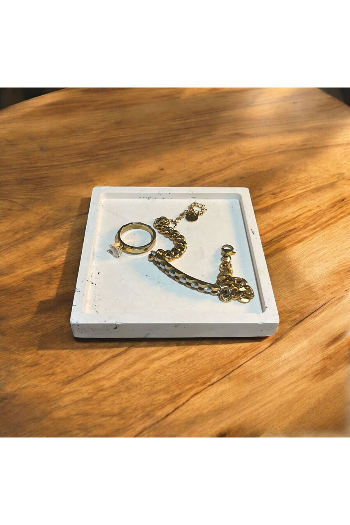 Dekoratif Ev Dekoratif Oval Beton Tabak Takı Tabağı Mum Tabağı Organizer