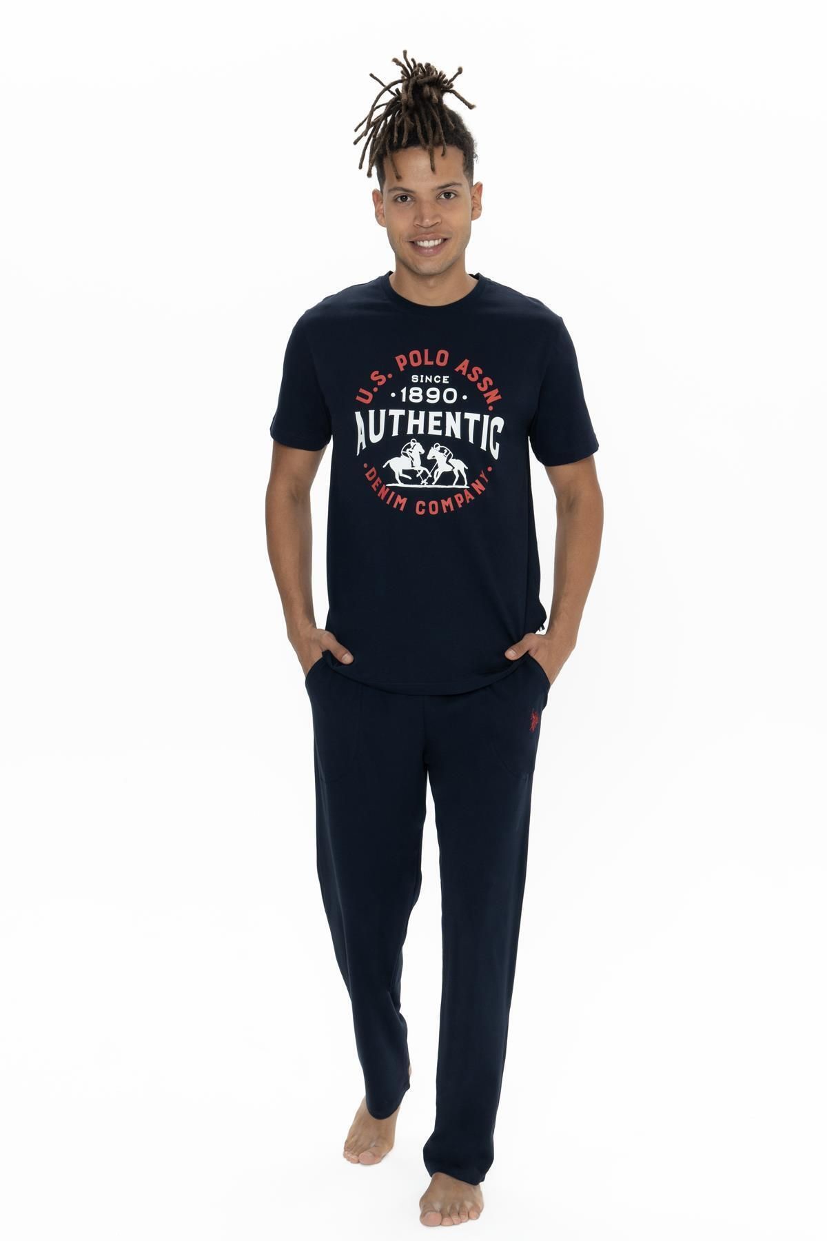U.S. Polo Assn. U.S. Polo Erkek Cepli Kısakol Baskılı Pijama Takım, %100 Pamuklu