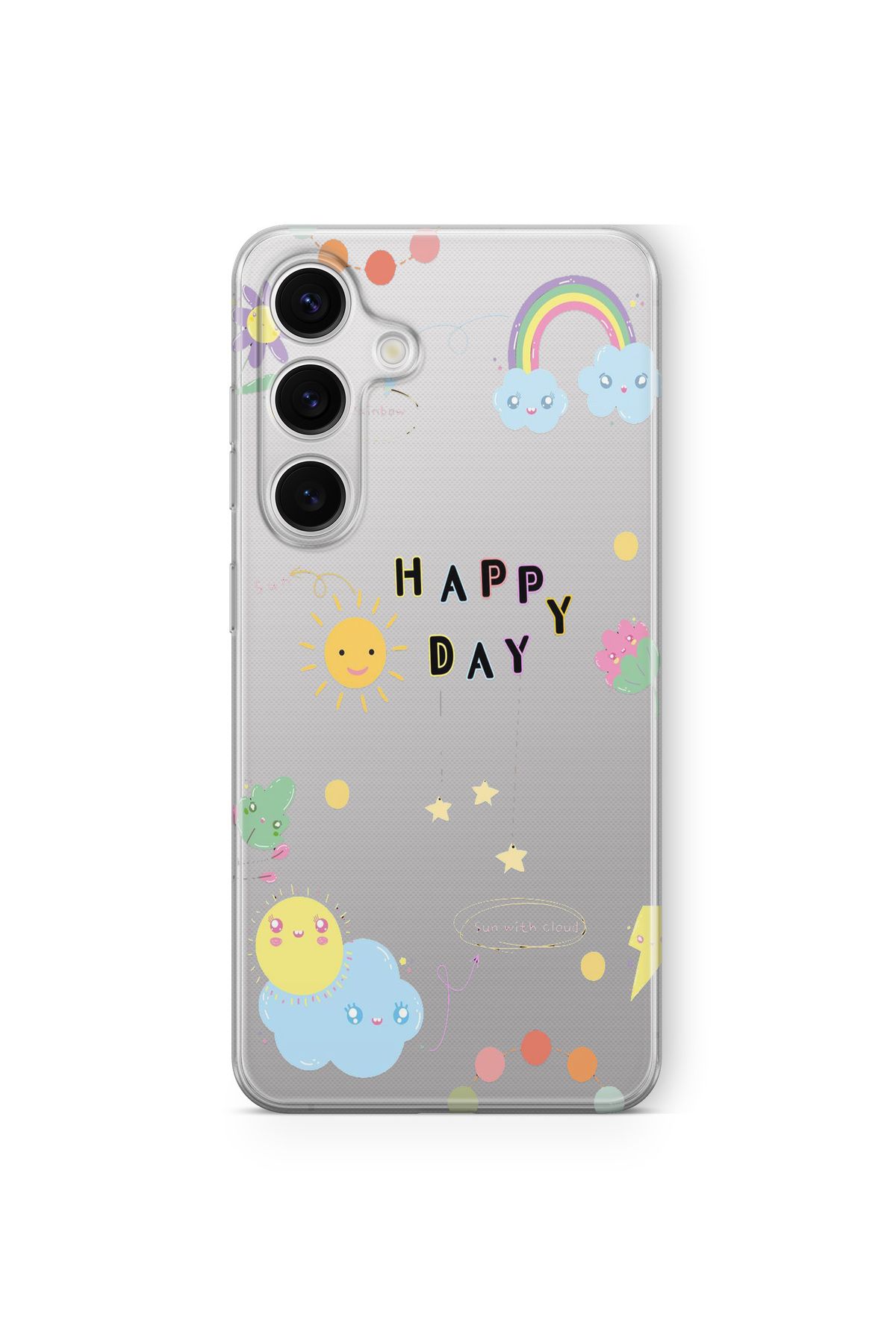 Space Star Samsung Galaxy A04s Uyumlu Happy Day Tasarım Baskılı Şeffaf Kılıf