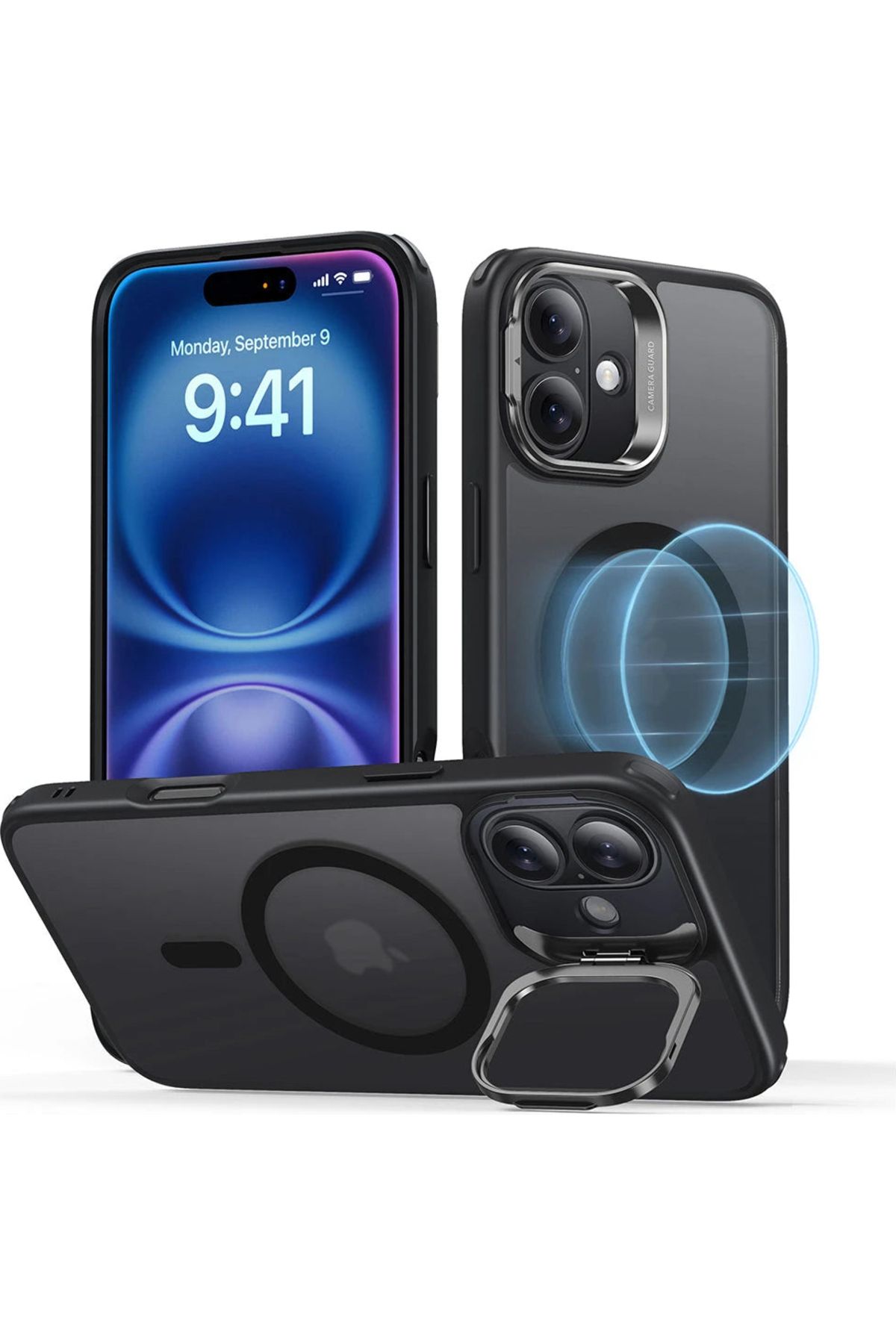 ESR iPhone 16 uyumlu Kılıf + Ekran Koruyucu Cam Halolock Magsafe Classic Hybrid Stantlı Silikon