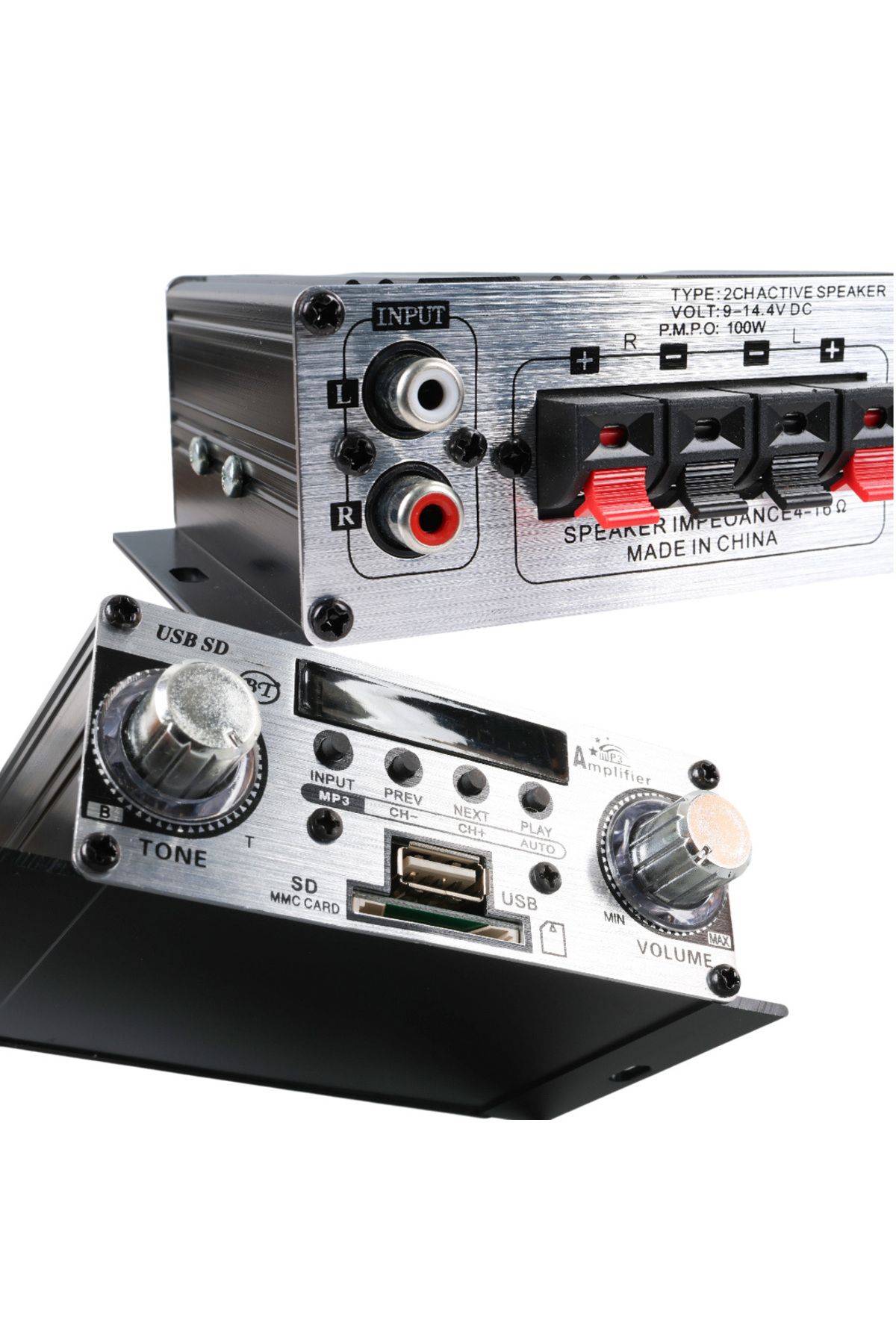Emperium 12 VOLT 100 WATT MOTOSİKLET BLUETOOTH AMFİ USB/SD 2 KANAL PAZARCI - ANFİ (125X95X40MM) (5122)