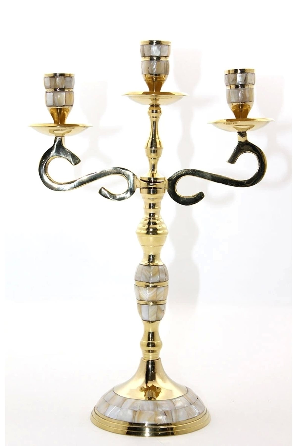 STOREMAX Pirinç Sedefli 3'lü Şamdan 18912