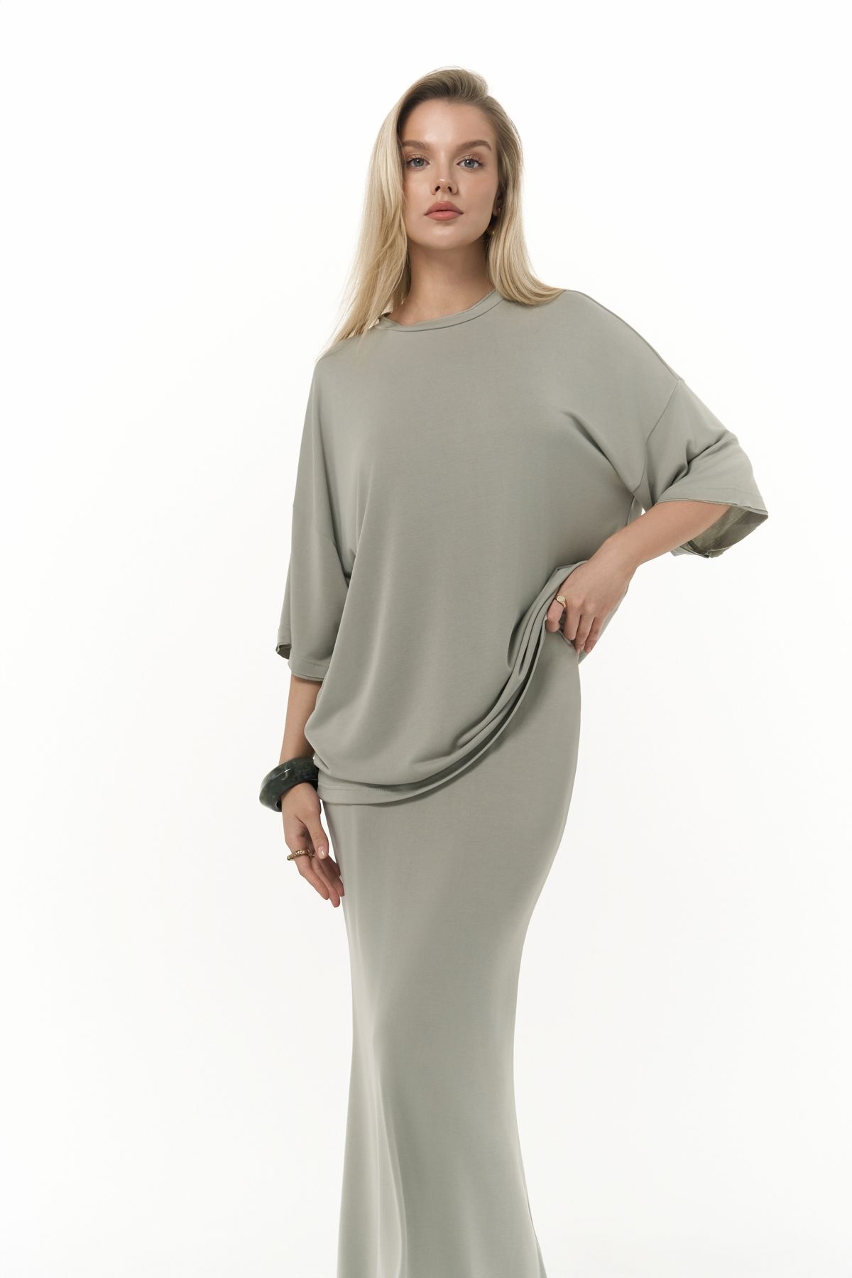 MAİ COLLECTİON Grazia Mint T-Shirt Etek Takım