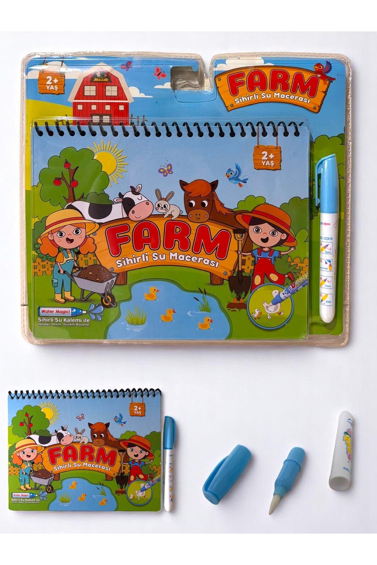 YILDIRIM OYUNCAK Sulu Sihirli Boyama Kitabı Su Kalemi Water Painting Water Magic Book Farm
