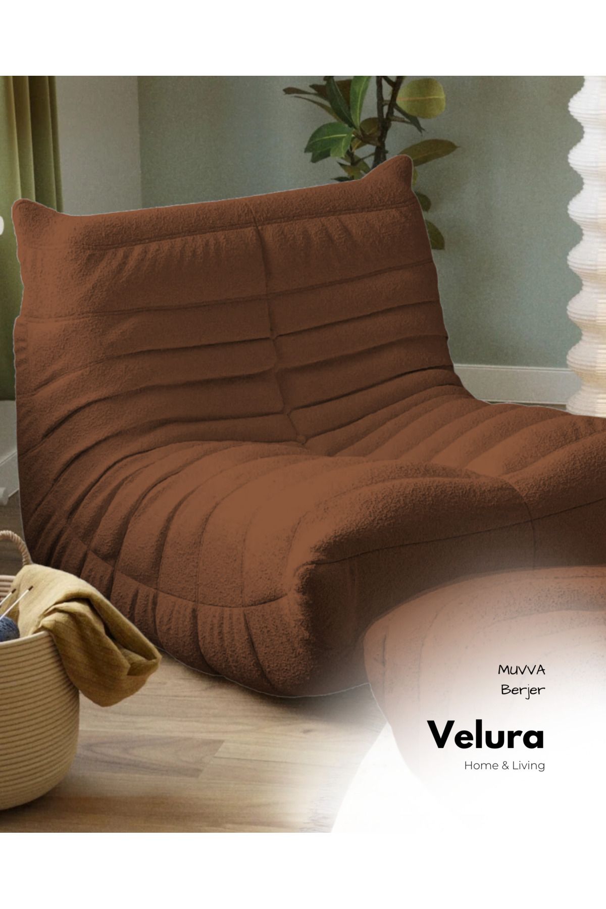 Velura Home & Living Muvva Berjer & Pofuduk Relax Koltuk & Armut Tekli Koltuk - Kiremit