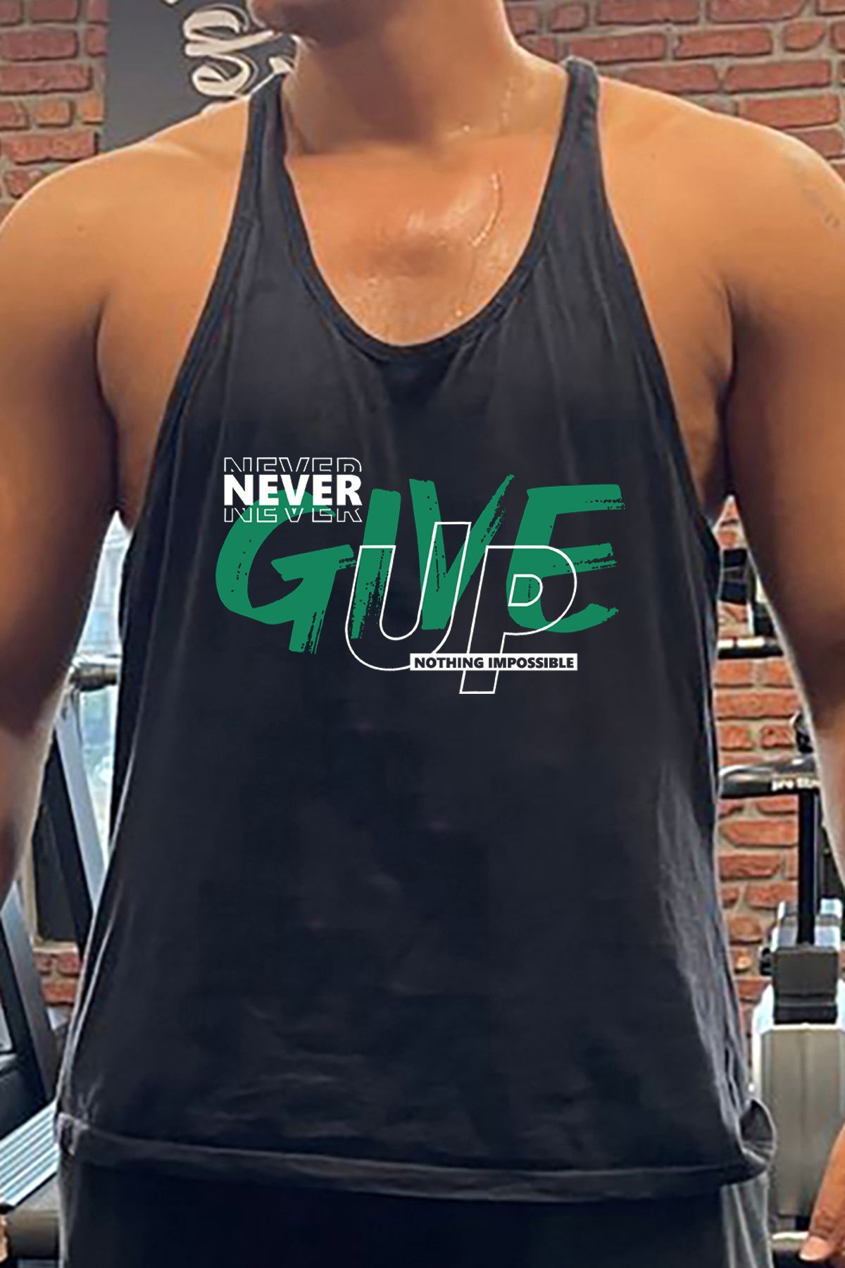 BLUU NeverGreen Gym Fitness Tank Top Sporcu Atleti