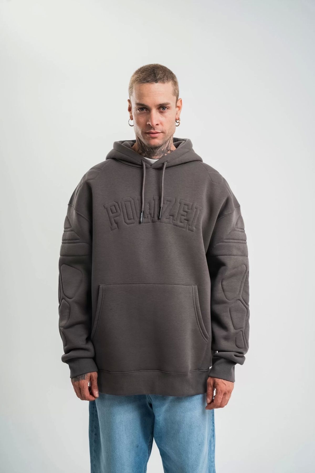 CVS Double Oversize Kapşonlu Nakışlı SweatShirt - Füme